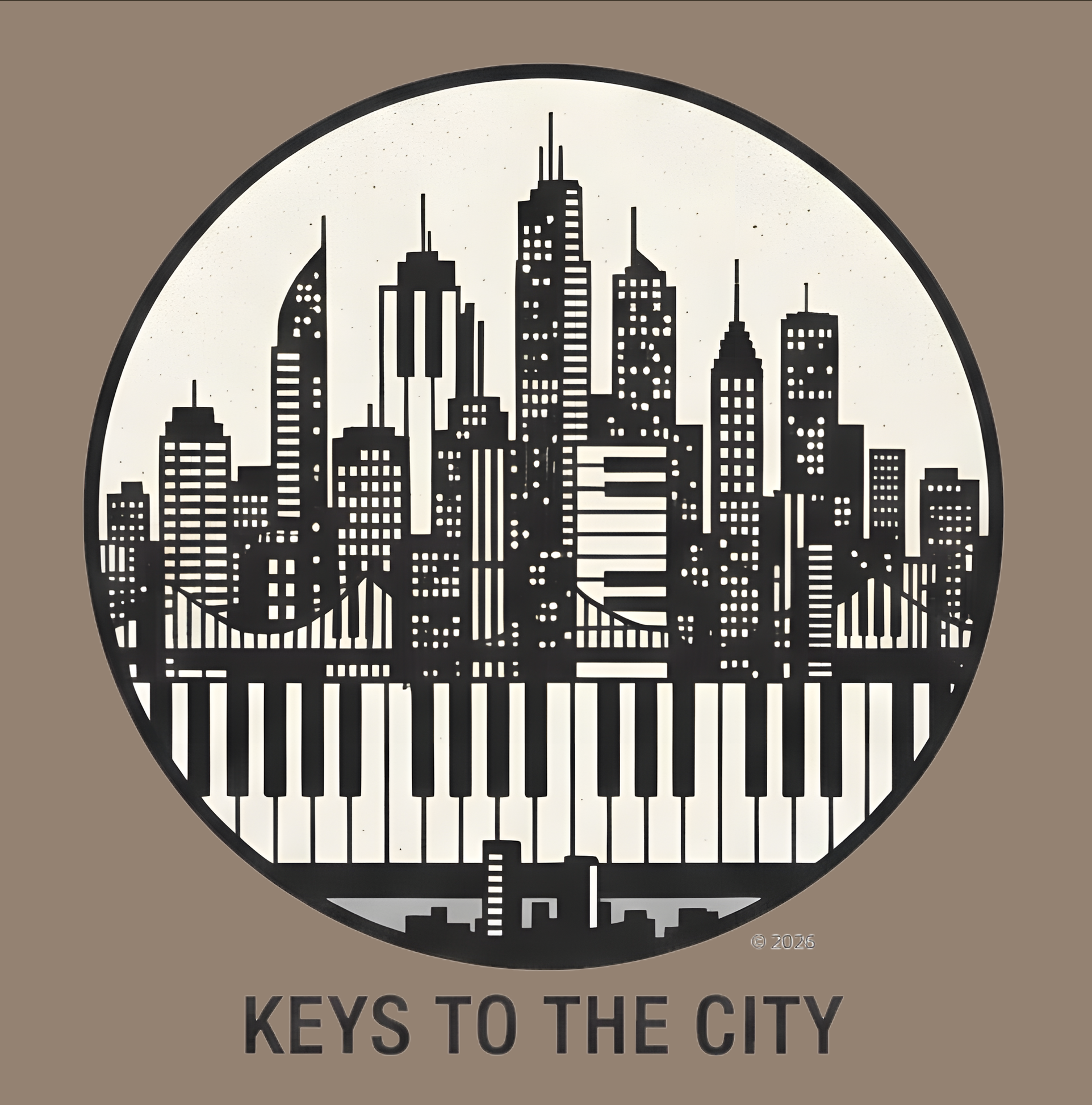 "Keys to the City" Piano Tee —  City Skyline Piano Graphic T‑Shirt product thumbnail image