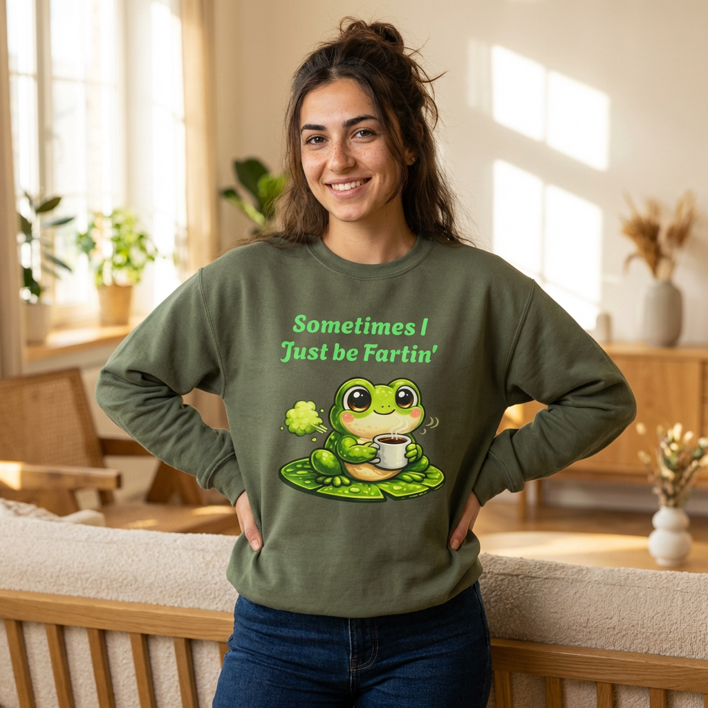 Funny Frog 'Sometimes I Just Be Fartin' Crewneck Sweatshirt|gag gift for frog-loving farters