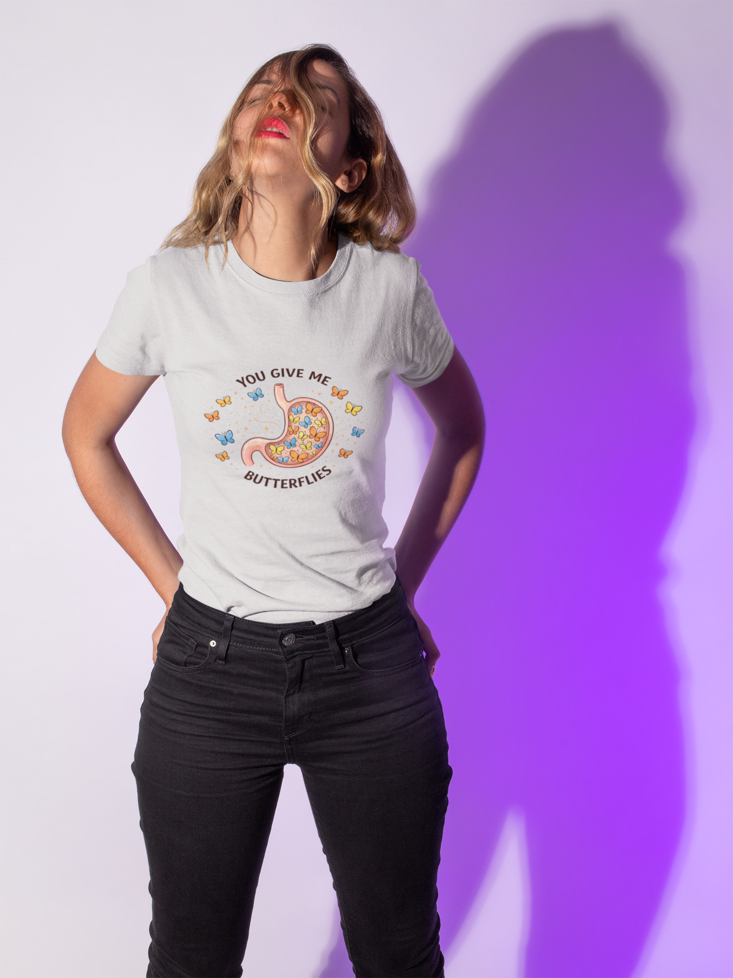 Surgeon Valentine's Tee — "You Give Me Butterflies" (Stomach Butterfly Graphic) product thumbnail image
