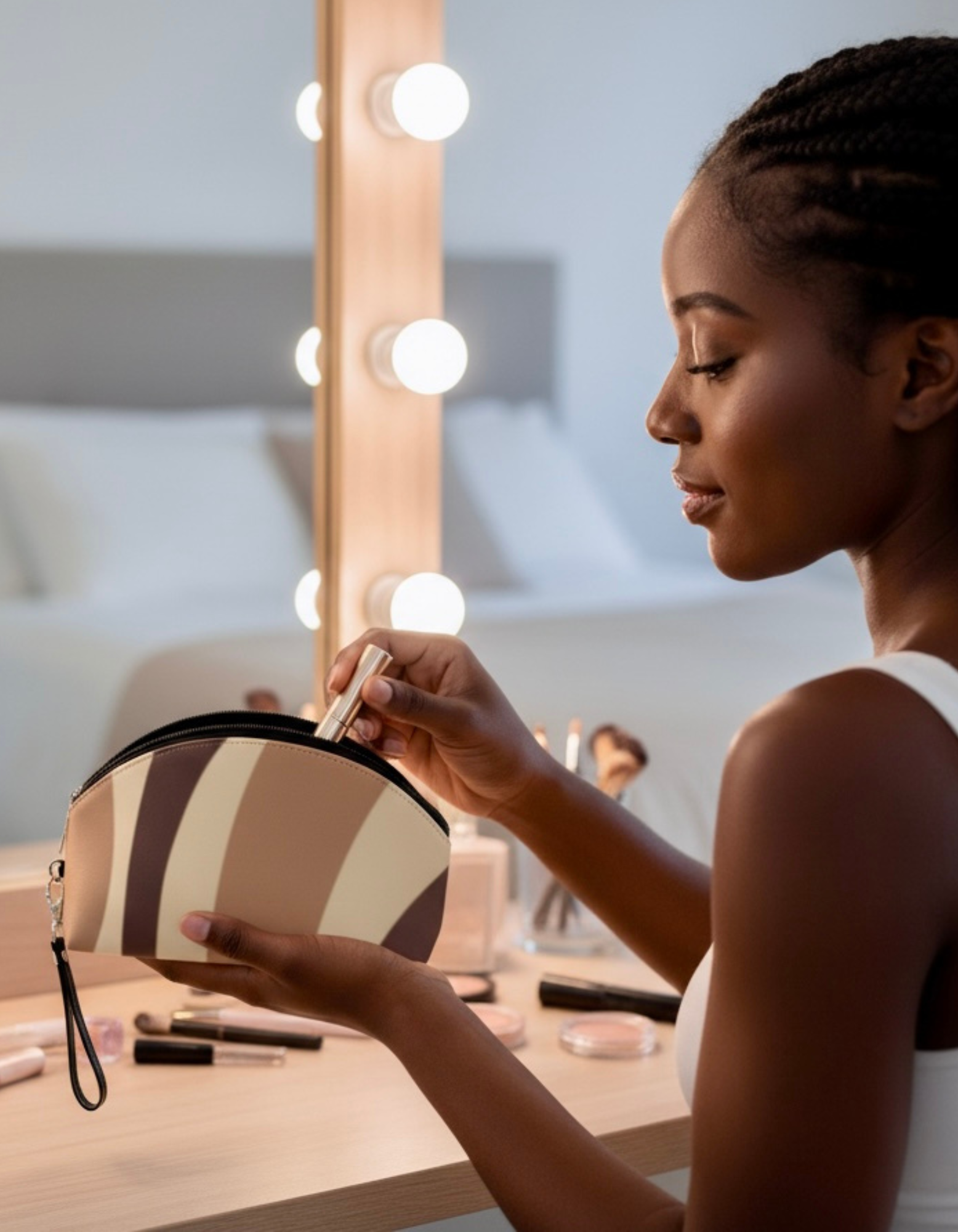 Neutral Wave Makeup Bag — travel Cosmetic Pouch product thumbnail image