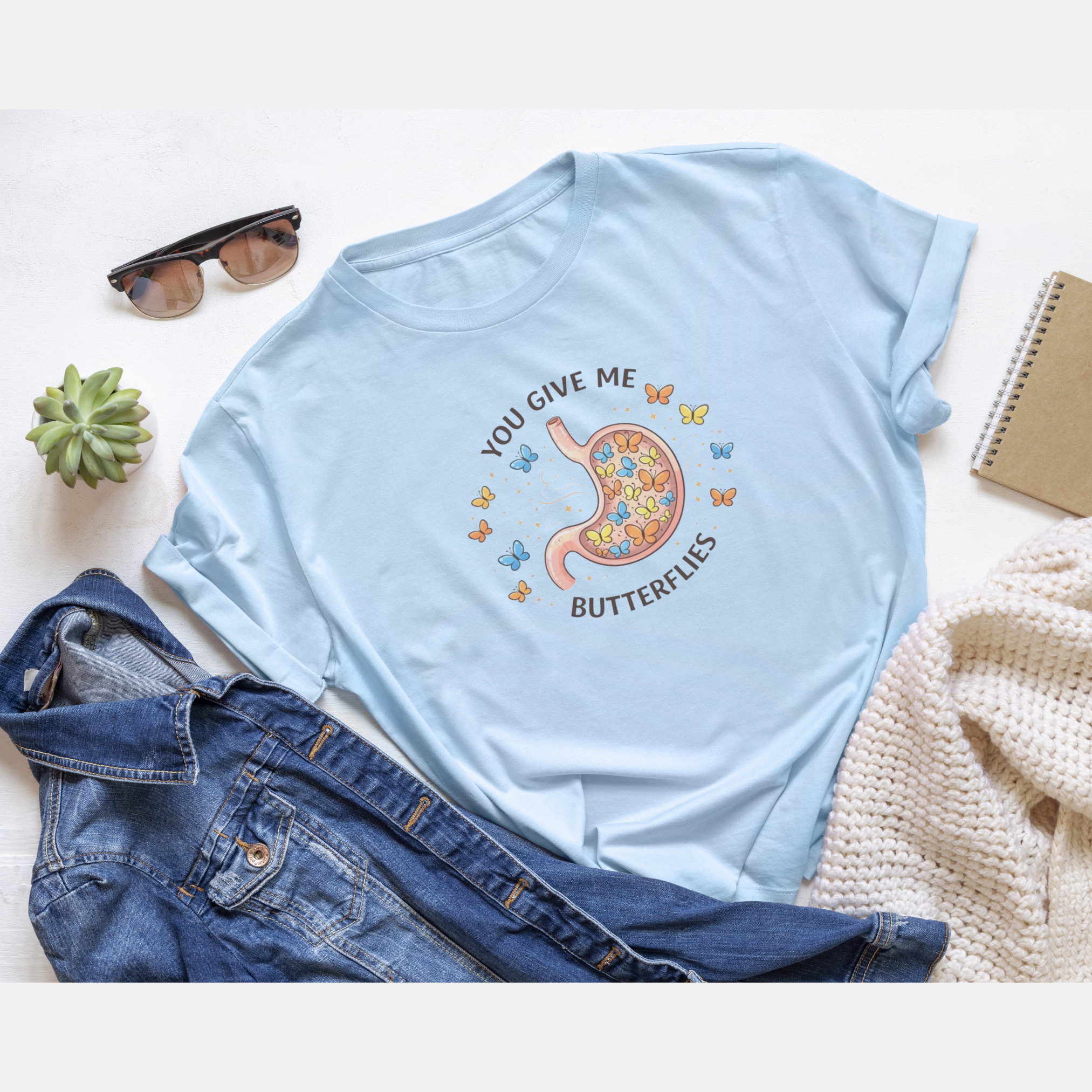 Surgeon Valentine's Tee — "You Give Me Butterflies" (Stomach Butterfly Graphic) product thumbnail image