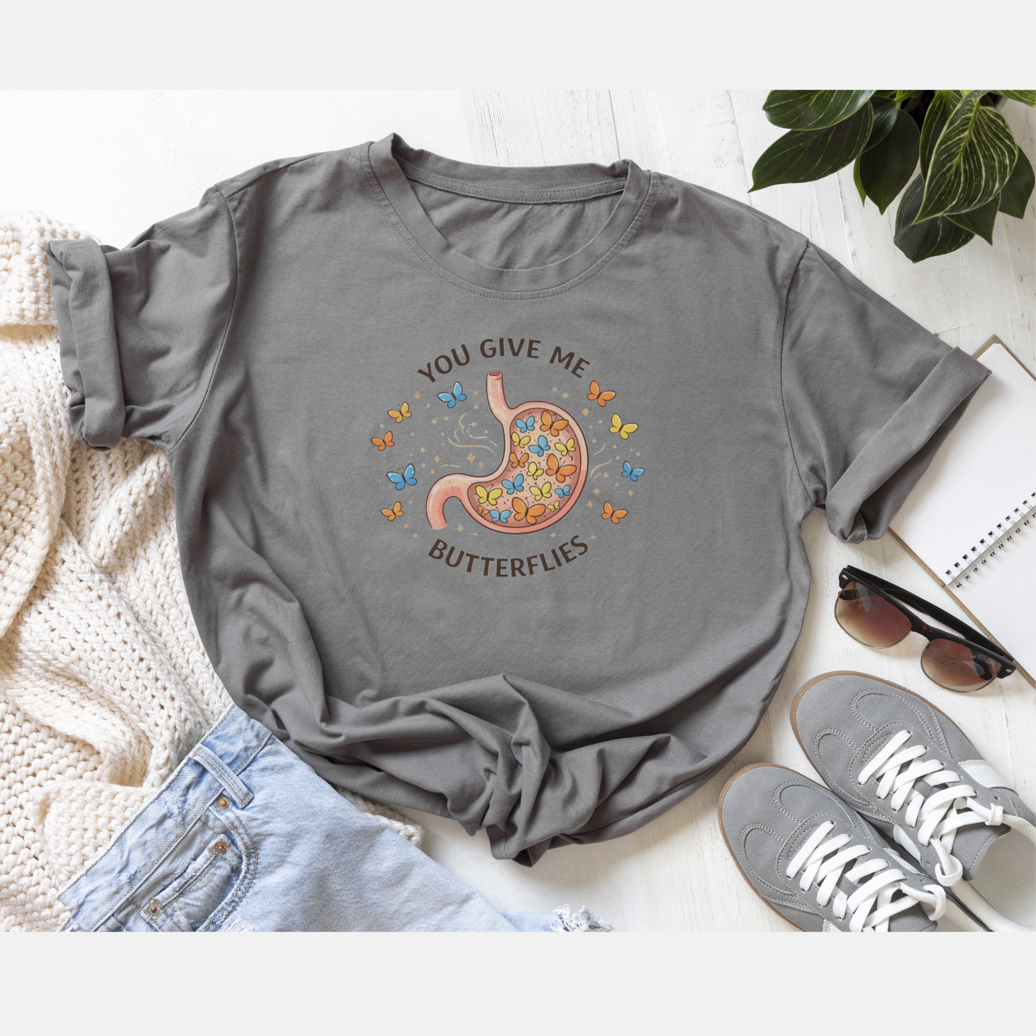 Surgeon Valentine's Tee — "You Give Me Butterflies" (Stomach Butterfly Graphic) product thumbnail image