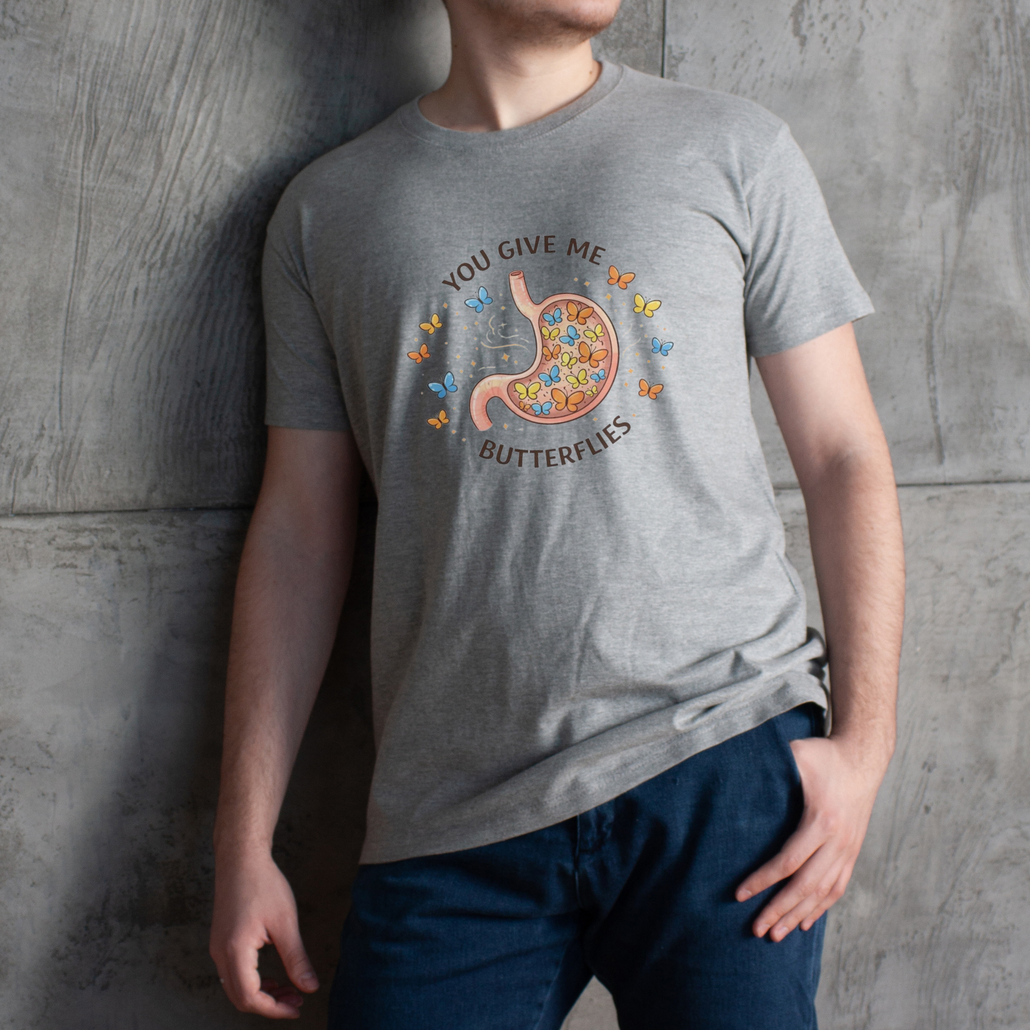 Surgeon Valentine's Tee — "You Give Me Butterflies" (Stomach Butterfly Graphic) product thumbnail image
