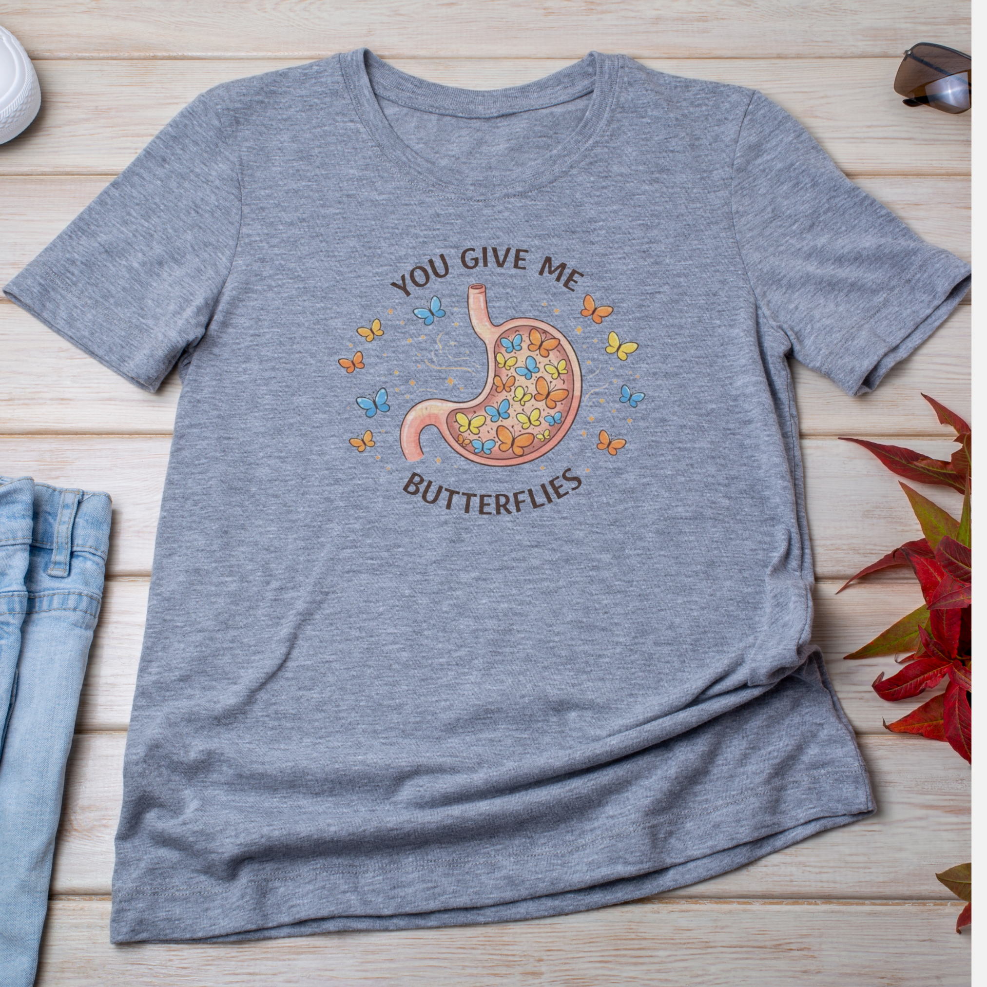 Surgeon Valentine's Tee — "You Give Me Butterflies" (Stomach Butterfly Graphic) product thumbnail image