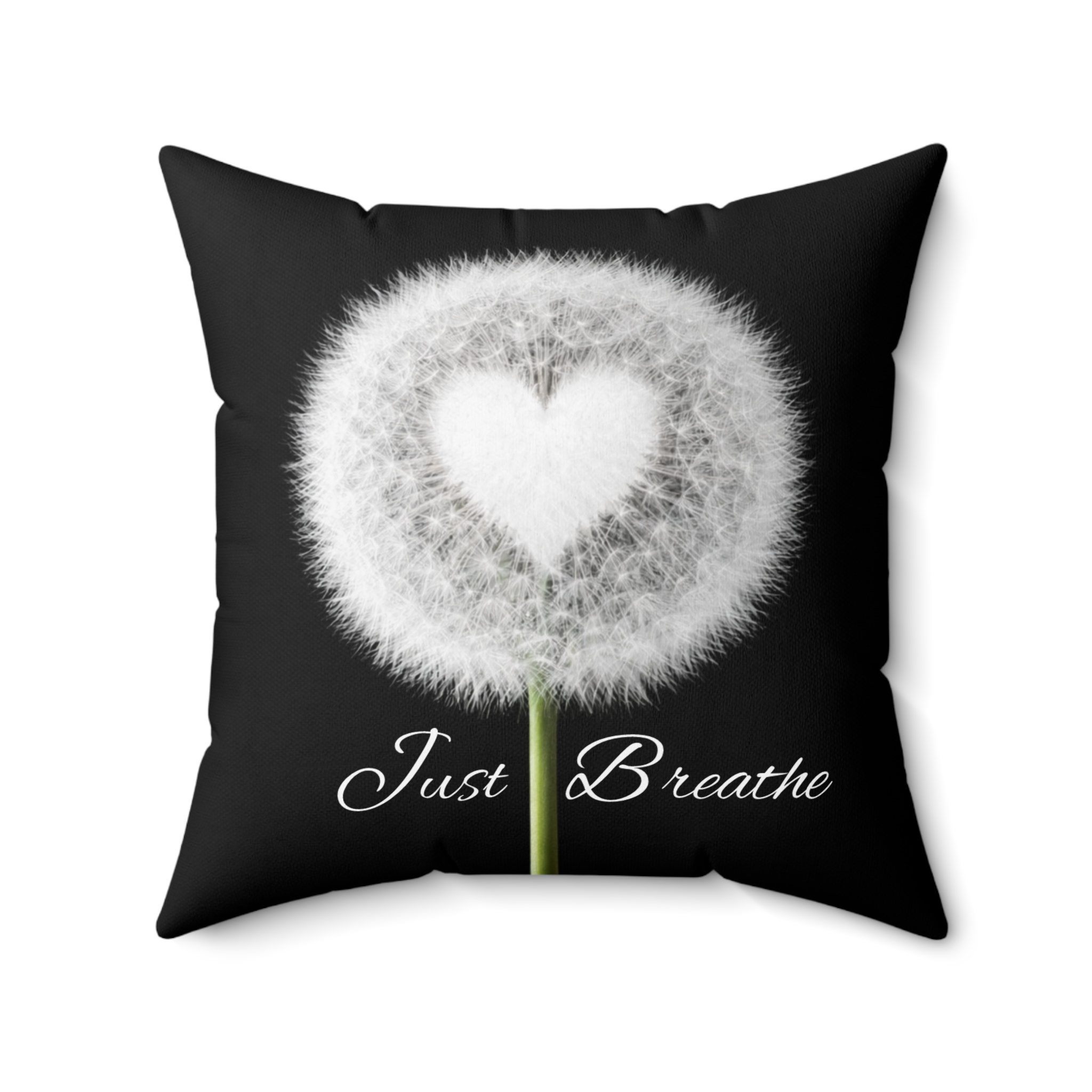 Dandelion Heart Just Breathe Pillow | Decorative Square Couch Cushion product thumbnail image