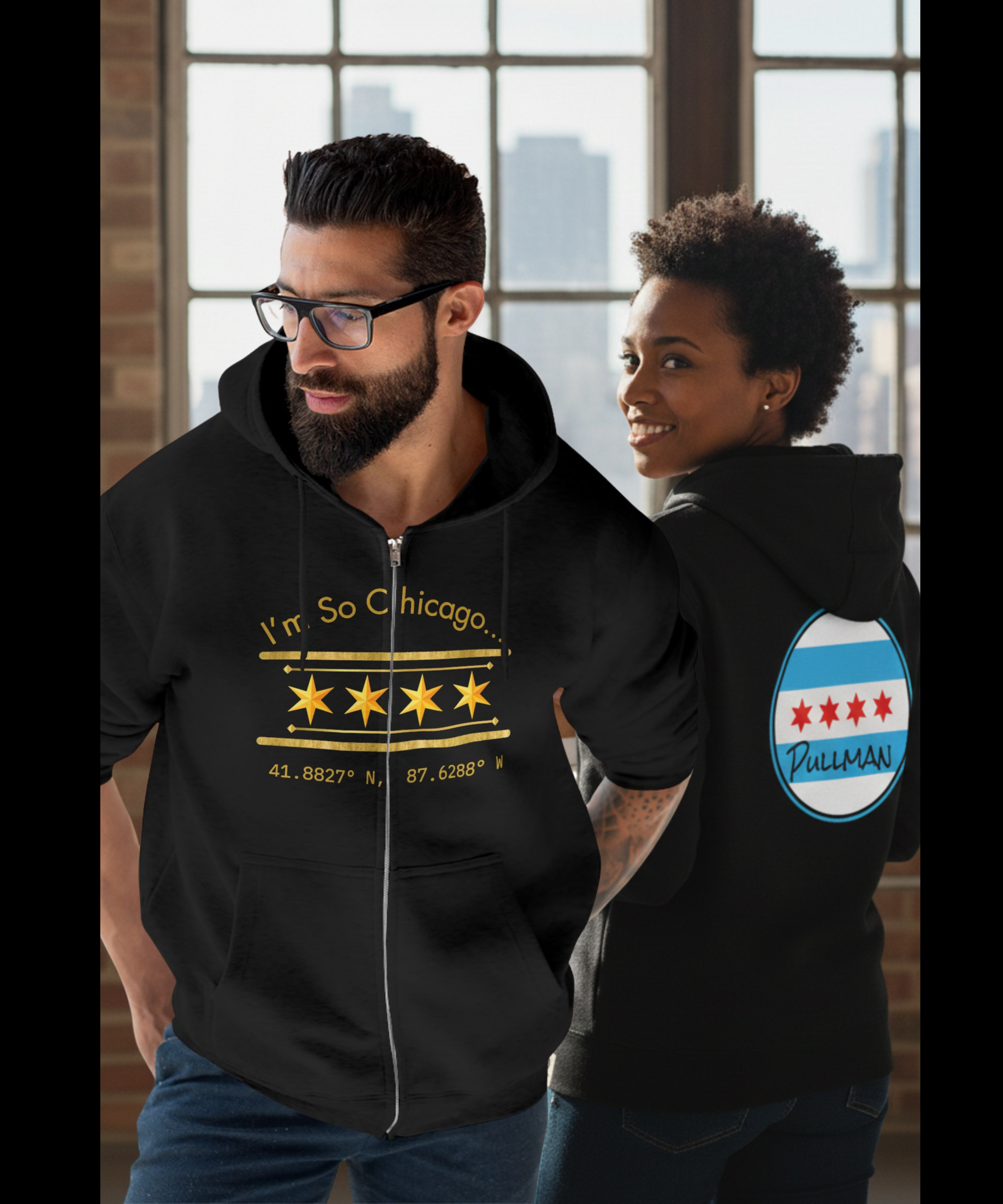 The "I’m So Chicago" Personalized Geographic Zip-Up Hoodie – Luxury Gold Edition – The Chicago Series