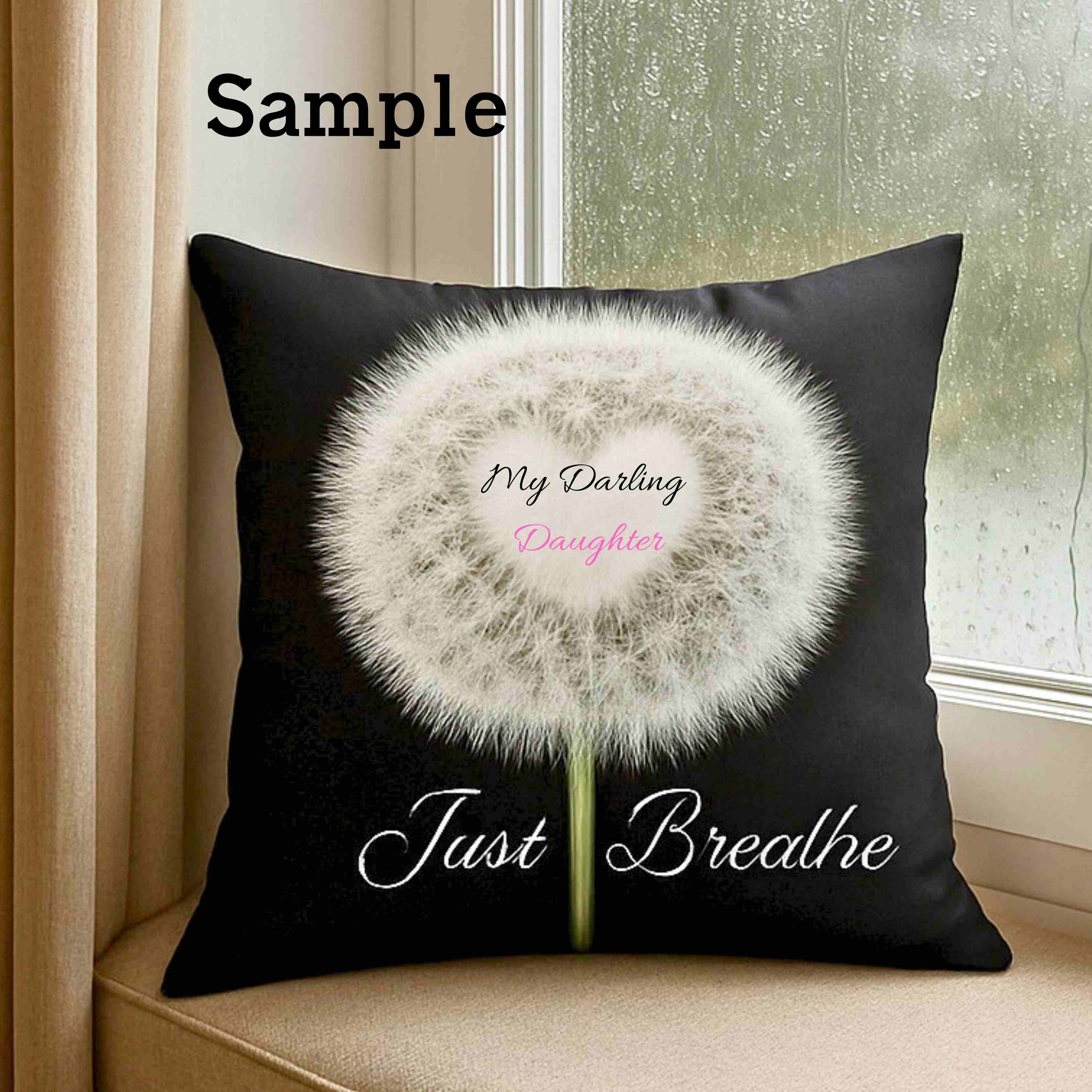 Dandelion Heart Just Breathe Pillow | Decorative Square Couch Cushion product thumbnail image