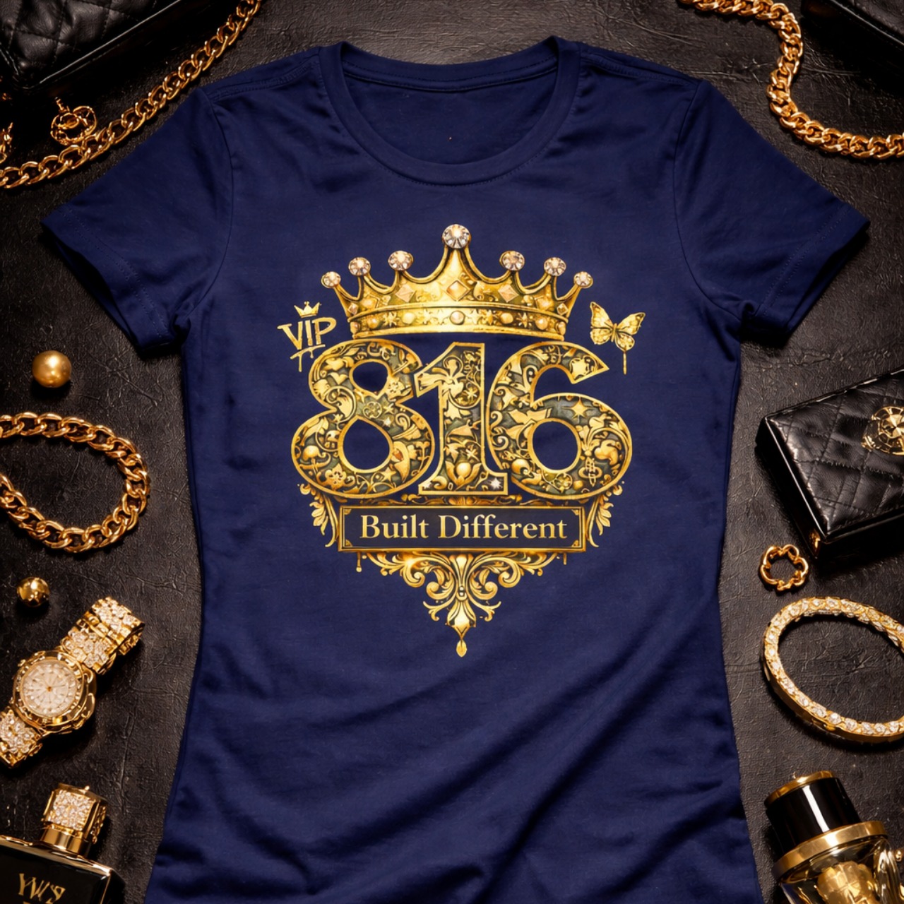 Women's 816 Crown Tee —Gold Glitter Graphic Shirt product thumbnail image
