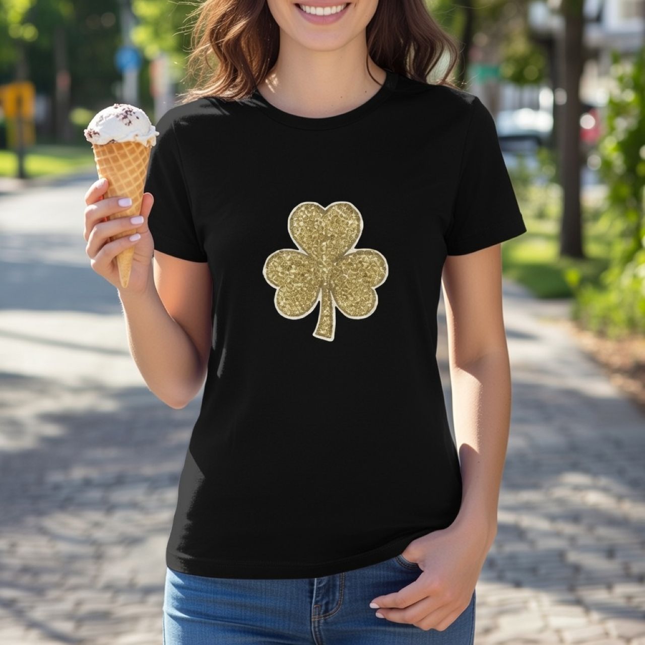 Golden Shamrock Tee for Women – Slim-Fit St. Patrick’s Day Graphic T-Shirt | Casual Everyday Tee product thumbnail image Golden Shamrock Tee for Women – Slim-Fit St. Patrick’s Day Graphic T-Shirt | Casual Everyday Tee product thumbnail image