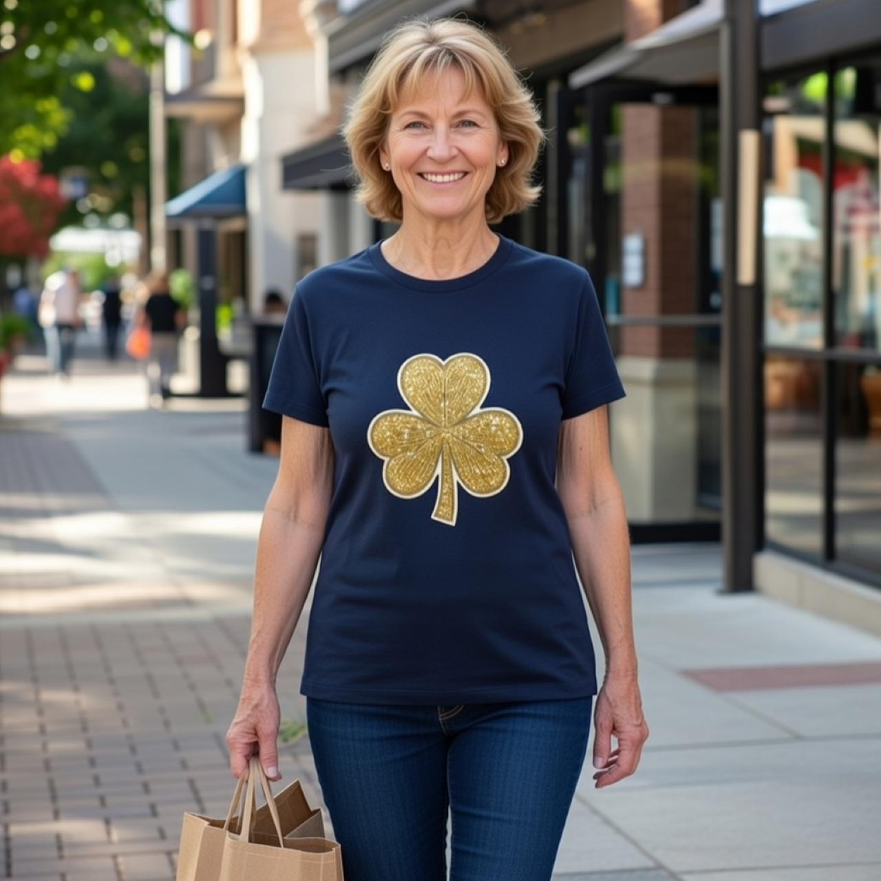 Golden Clover Tee – Relaxed Garment-Dyed Women’s T-Shirt | Subtle Lucky Graphic Tee product thumbnail image