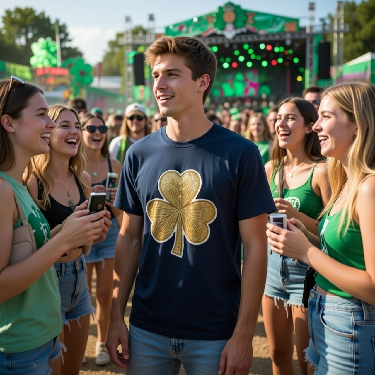 Golden Clover Tee – Relaxed Garment-Dyed Women’s T-Shirt | Subtle Lucky Graphic Tee product thumbnail image