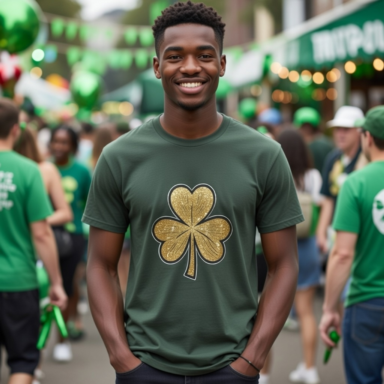 Golden Shamrock Tee – Relaxed Garment-Dyed Women’s T-Shirt | Vintage Folk Clover Graphic product thumbnail image Golden Shamrock Tee – Relaxed Garment-Dyed Women’s T-Shirt | Vintage Folk Clover Graphic product thumbnail image