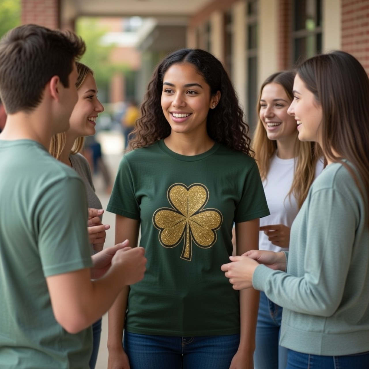 Golden Shamrock Tee – Relaxed Garment-Dyed Women’s T-Shirt | Vintage Folk Clover Graphic product thumbnail image Golden Shamrock Tee – Relaxed Garment-Dyed Women’s T-Shirt | Vintage Folk Clover Graphic product thumbnail image