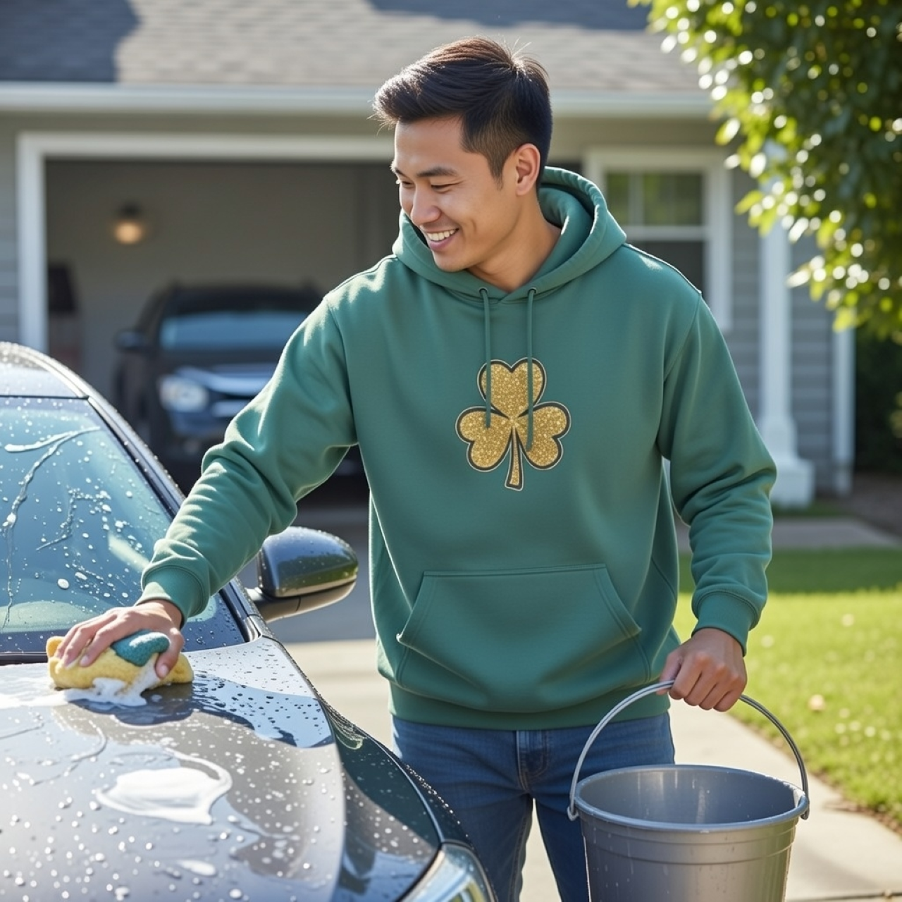 Golden Shamrock Hoodie – Relaxed Garment-Dyed Pullover | Embroidered Lucky Clover Sweatshirt product thumbnail image Golden Shamrock Hoodie – Relaxed Garment-Dyed Pullover | Embroidered Lucky Clover Sweatshirt product thumbnail image