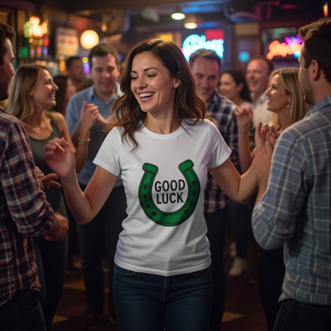 Good Luck Horseshoe Tee – Relaxed Garment-Dyed T-Shirt | Lucky Graphic Casual Tee