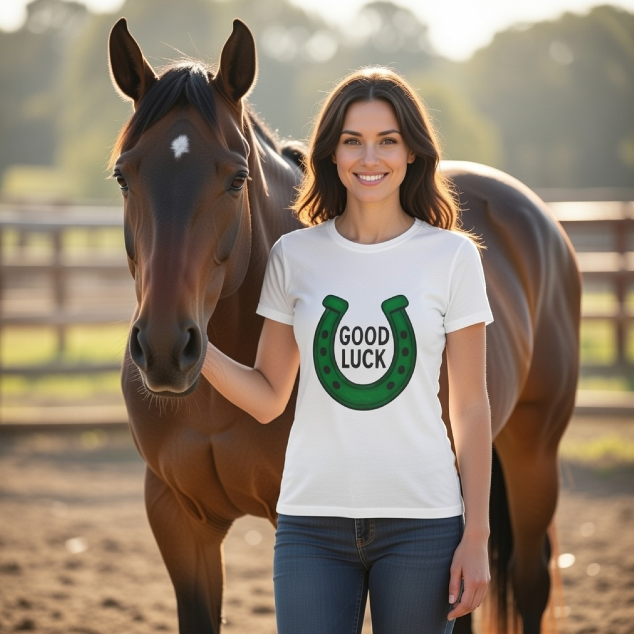 Good Luck Horseshoe Tee – Relaxed Garment-Dyed T-Shirt | Lucky Graphic Casual Tee product thumbnail image