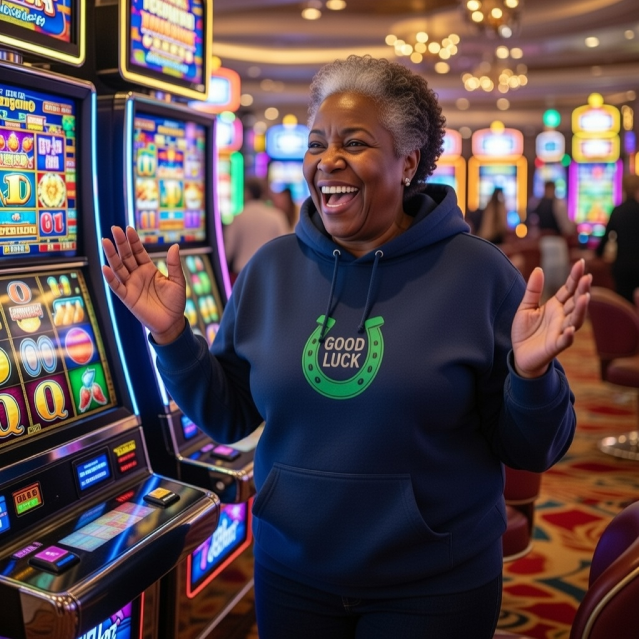 Good Luck Horseshoe Hoodie – Relaxed Garment-Dyed Pullover | Subtle Lucky Graphic Sweatshirt