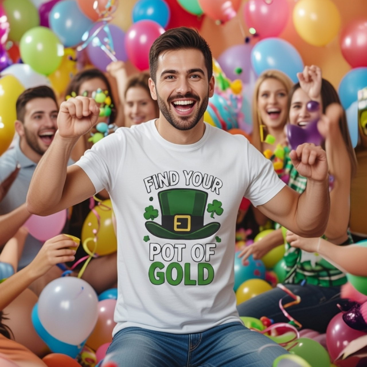 Find Your Pot of Gold Tee – Relaxed Garment-Dyed Women’s T-Shirt | Leprechaun &amp; Shamrock Graphic product thumbnail image