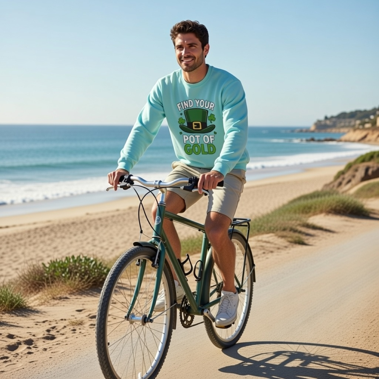 Find Your Pot of Gold Sweatshirt – Relaxed Garment-Dyed Crewneck | Leprechaun & Shamrock Graphic Pullover product thumbnail image Find Your Pot of Gold Sweatshirt – Relaxed Garment-Dyed Crewneck | Leprechaun & Shamrock Graphic Pullover product thumbnail image