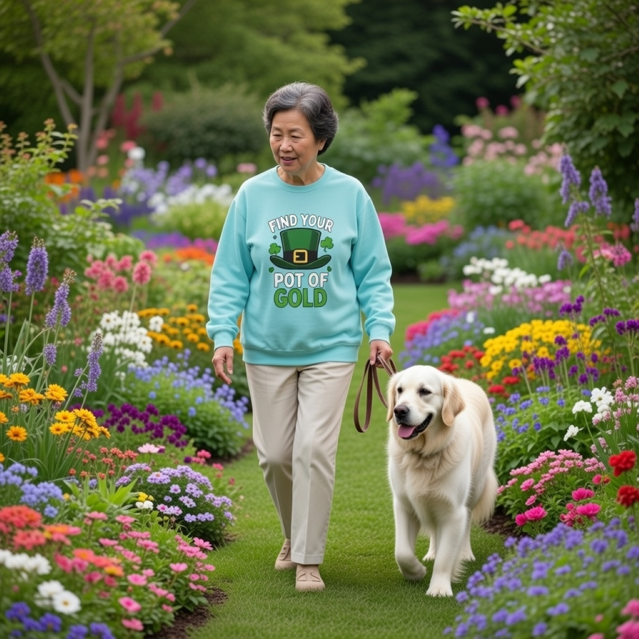 Find Your Pot of Gold Sweatshirt – Relaxed Garment-Dyed Crewneck | Leprechaun &amp; Shamrock Graphic Pullover