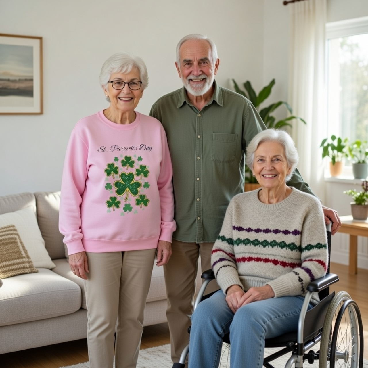 St. Patrick’s Day Shamrock Sweatshirt – Relaxed Garment-Dyed Crewneck | Glittering Clover Graphic Pullover product thumbnail image