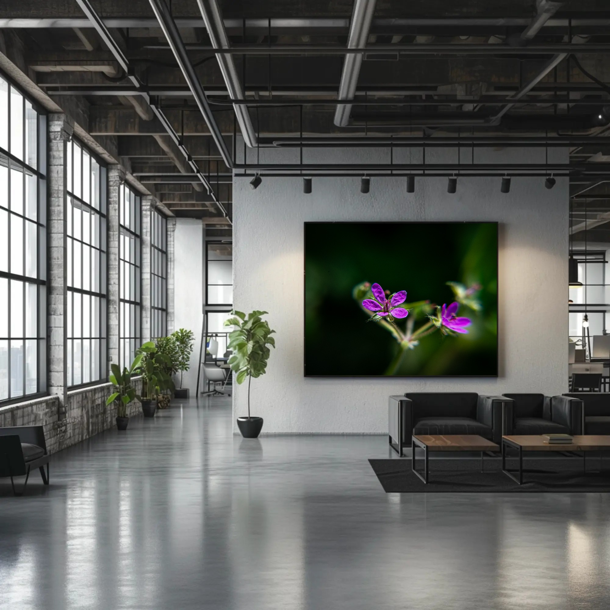 Purple Wildflower Macro Art Print | Mounted Giclée Decor product thumbnail image