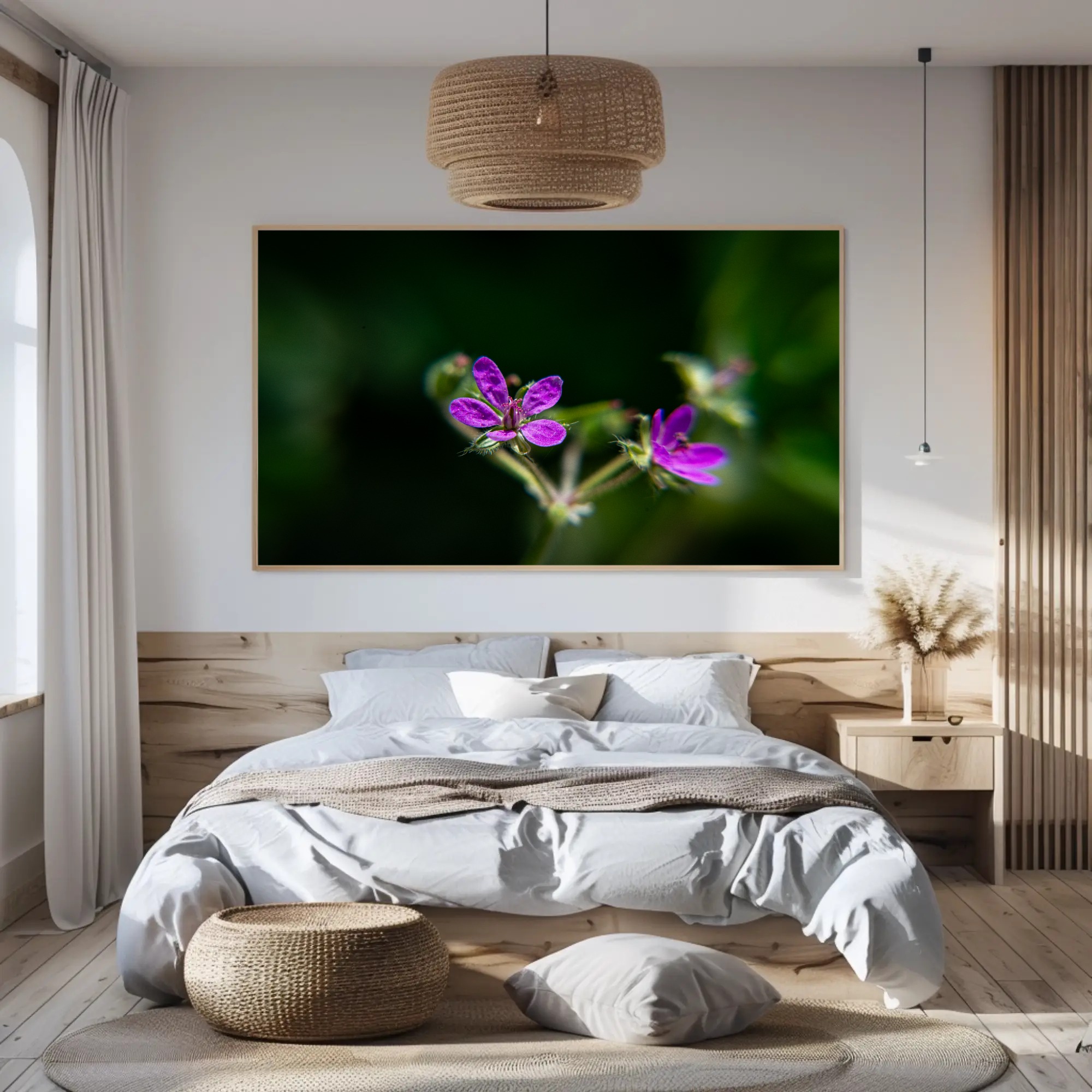 Purple Wildflower Macro Art Print | Mounted Giclée Decor product thumbnail image