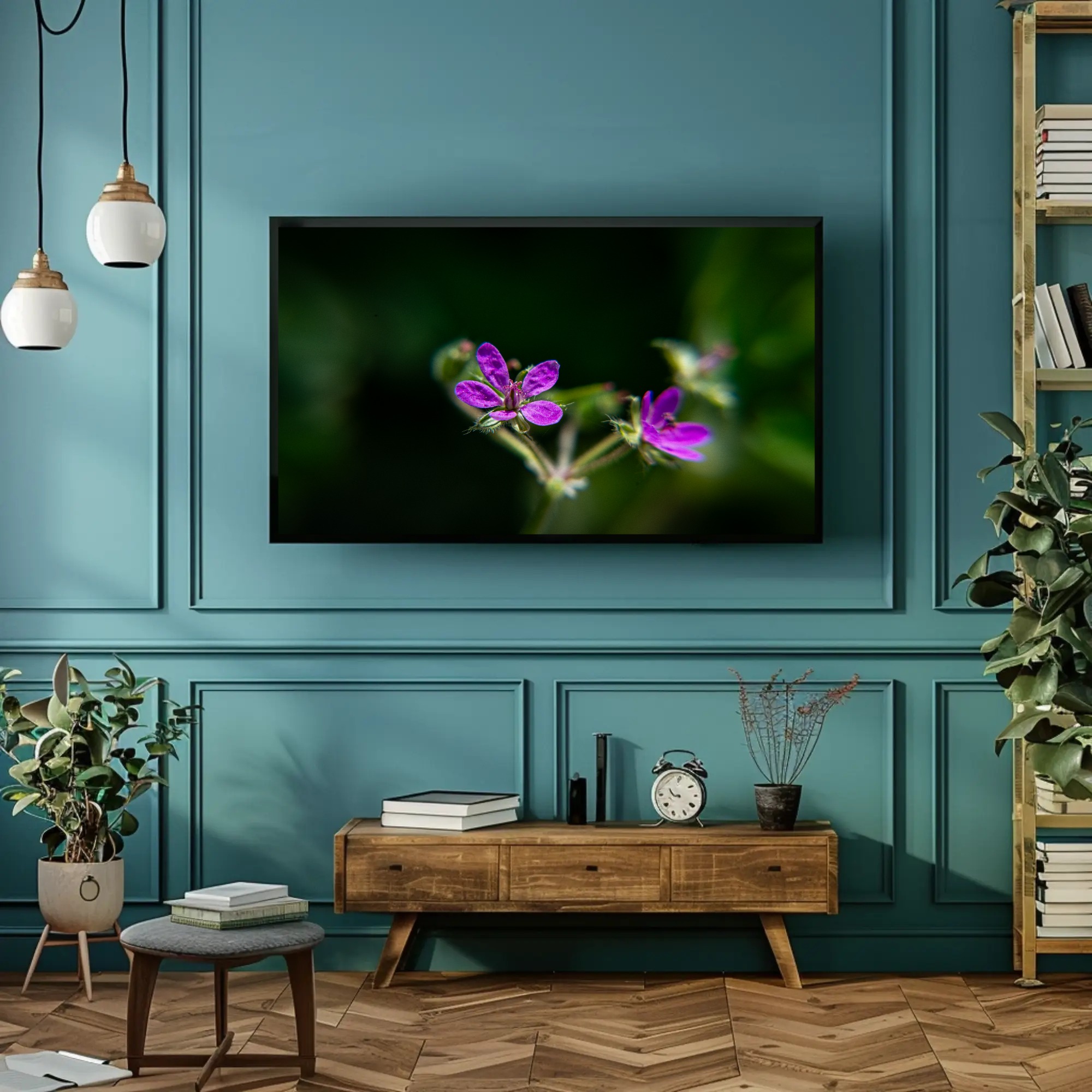 Purple Wildflower Macro Art Print | Mounted Giclée Decor product thumbnail image