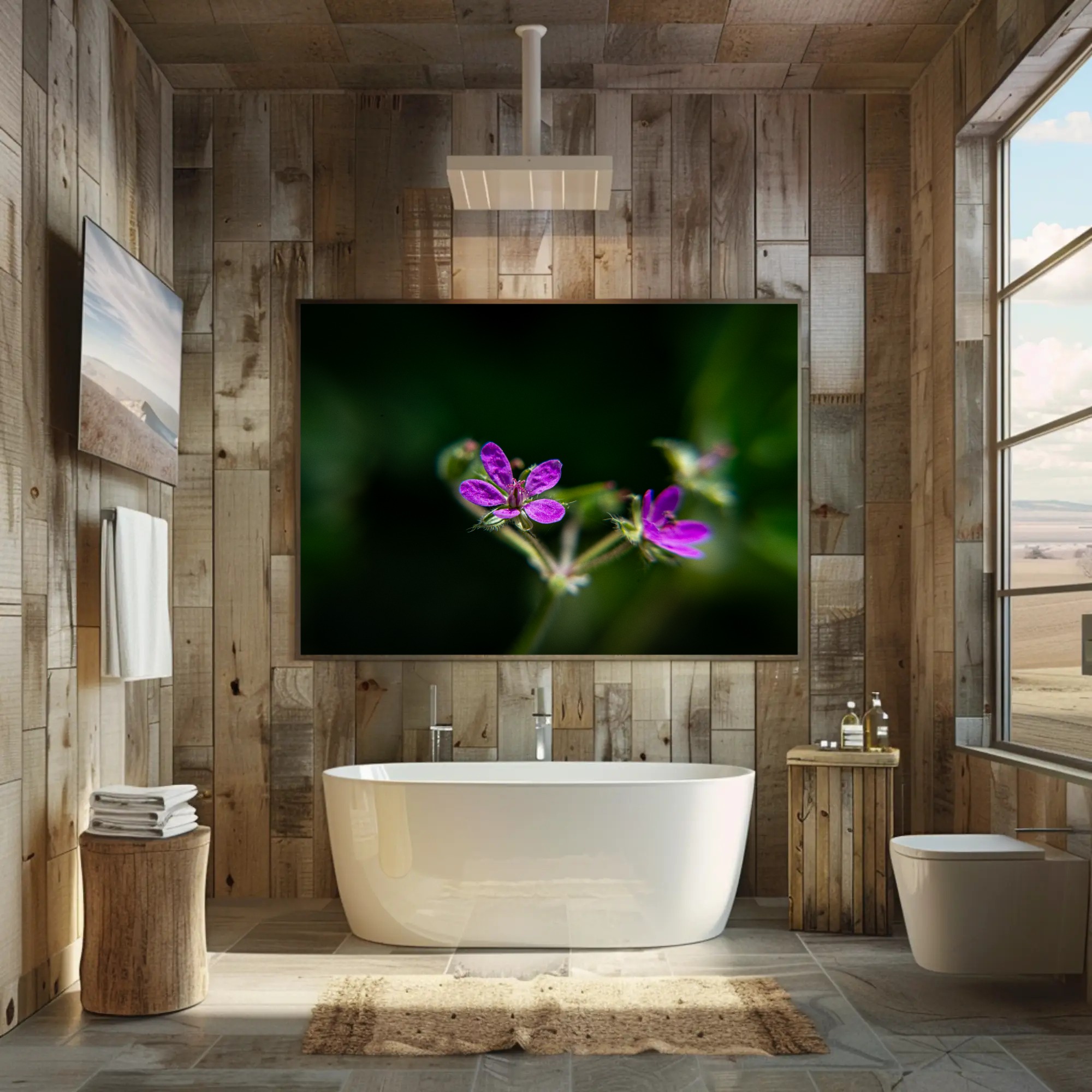 Purple Wildflower Macro Art Print | Mounted Giclée Decor product thumbnail image