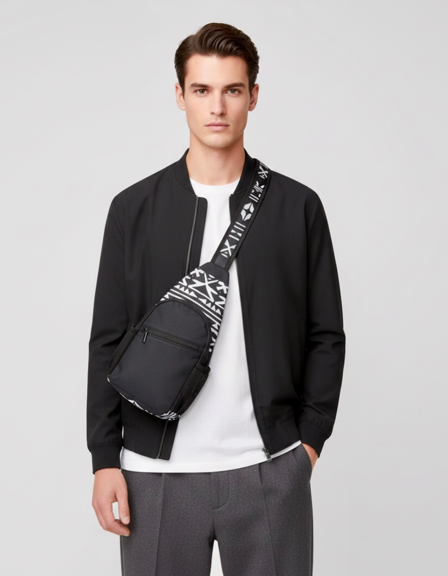 Tribal Sling Chest Bag — Lightweight Crossbody Pack with Aztec Strap Pattern product thumbnail image Tribal Sling Chest Bag — Lightweight Crossbody Pack with Aztec Strap Pattern product thumbnail image