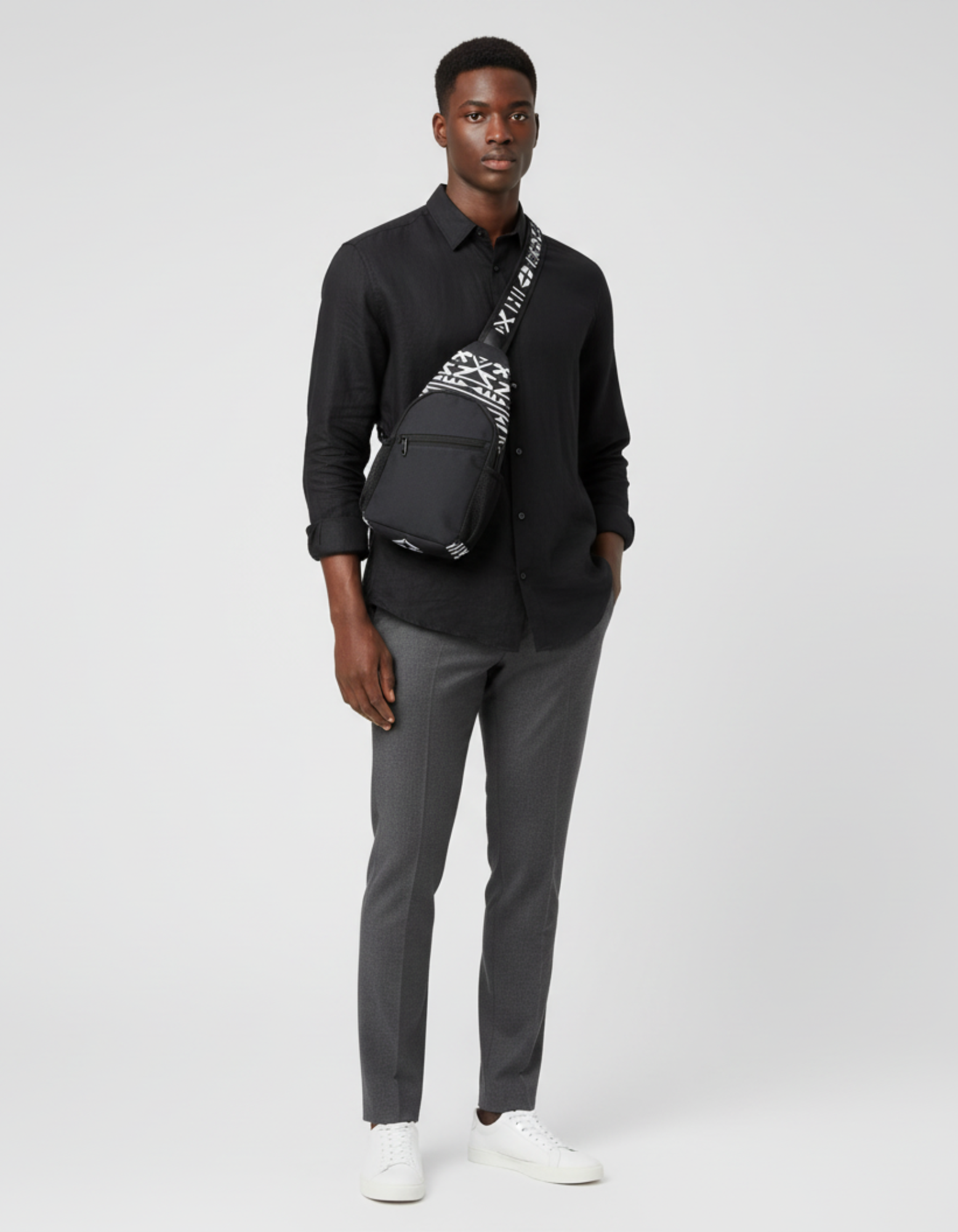 Tribal Sling Chest Bag — Lightweight Crossbody Pack with Aztec Strap Pattern product thumbnail image