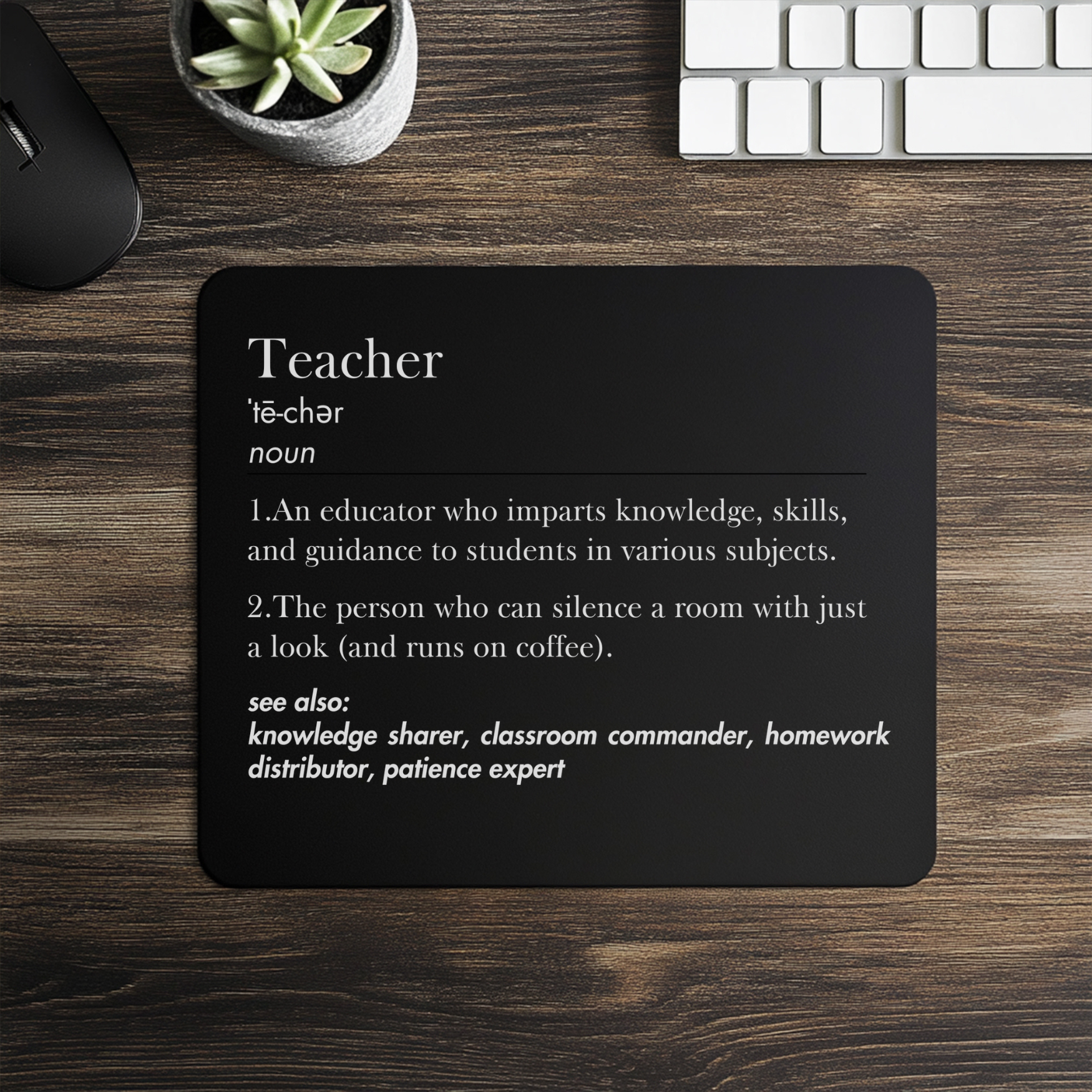 Teacher Defined Mousepad – Funny Dictionary-Style Desk Mat for Educators Who Run on Coffee and Chaos product thumbnail image