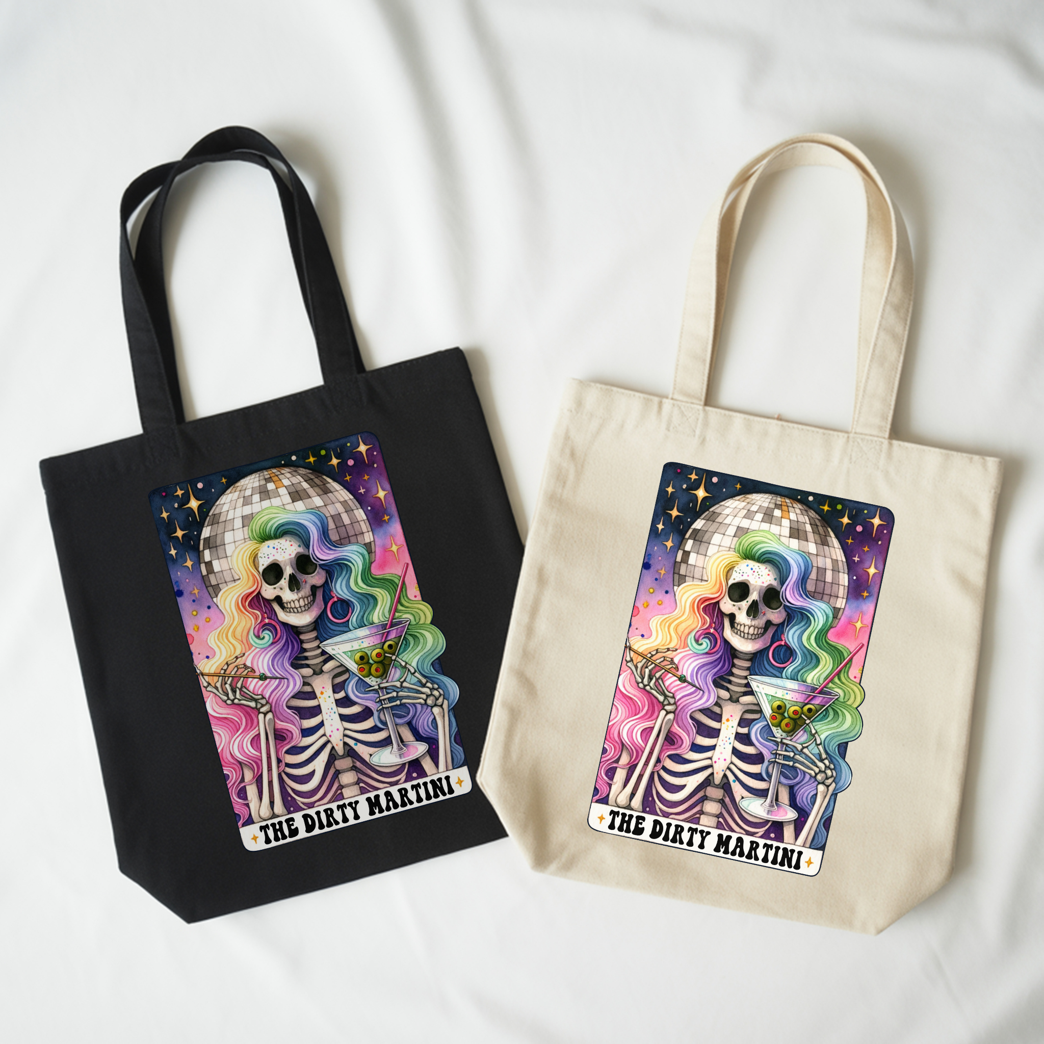 The Dirty Martini Tote Bag – Sarcastic Skeleton Disco Canvas Tote, Dark Humor Cocktail Carryall for Chaos Lovers product thumbnail image The Dirty Martini Tote Bag – Sarcastic Skeleton Disco Canvas Tote, Dark Humor Cocktail Carryall for Chaos Lovers product thumbnail image