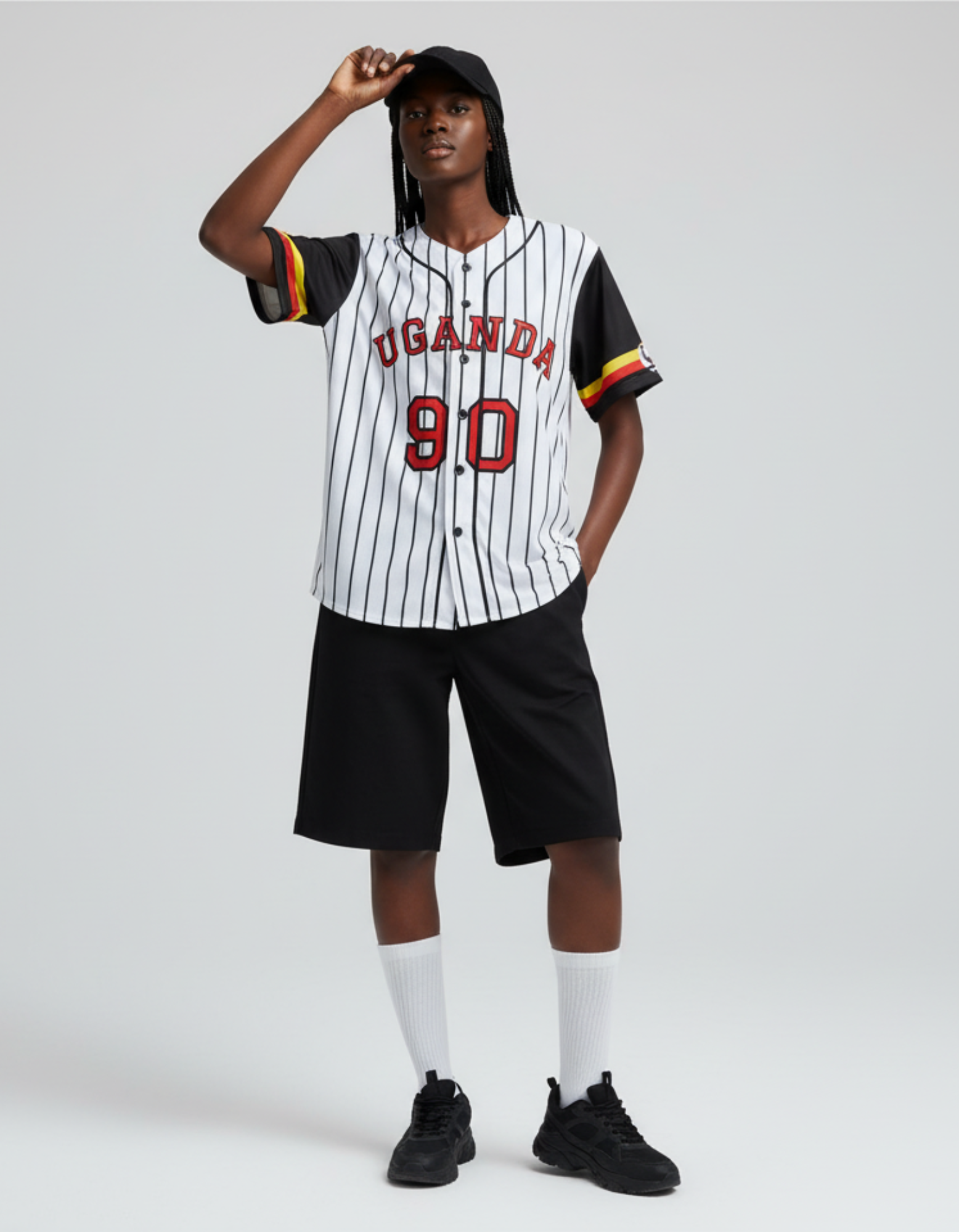 Uganda Pinstripe Baseball Jersey — Women's Custom Team Shirt product thumbnail image