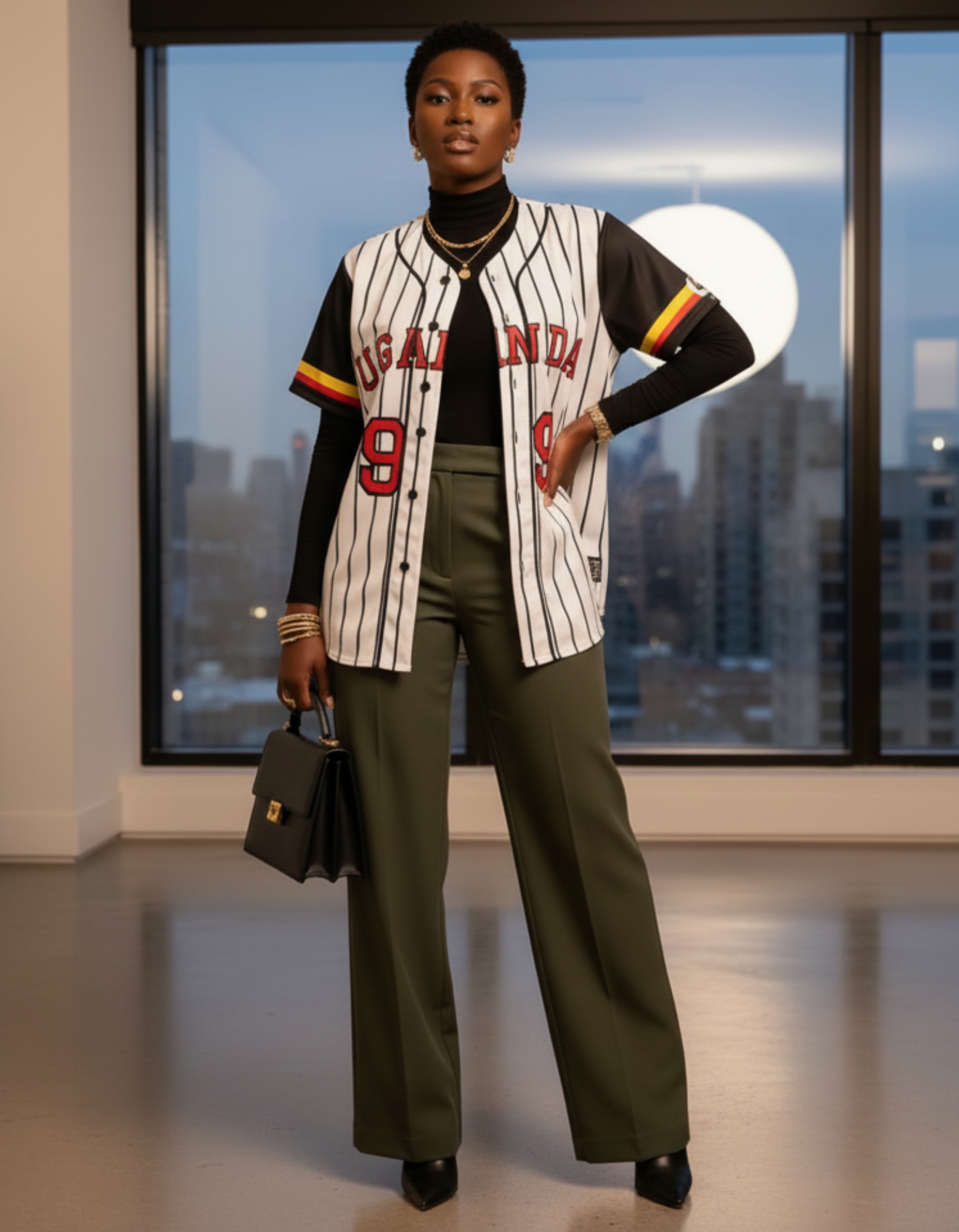 Uganda Pinstripe Baseball Jersey — Women's Custom Team Shirt product thumbnail image Uganda Pinstripe Baseball Jersey — Women's Custom Team Shirt product thumbnail image