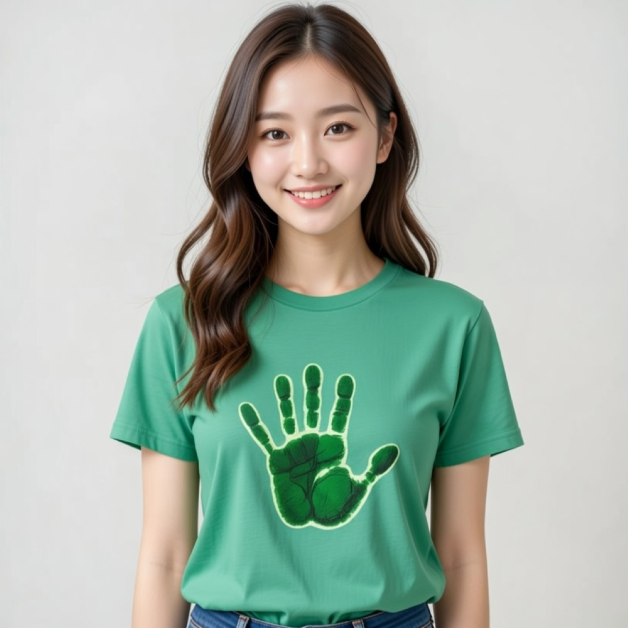 Green Hand Tee – Heavyweight Garment-Dyed Cotton Graphic T-Shirt for Outdoor &amp; Everyday Wear product thumbnail image