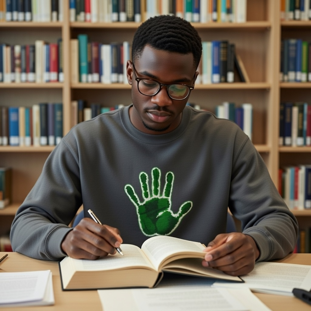 Green Hand Sweatshirt – Garment-Dyed Cotton Blend Crewneck for Outdoor &amp; Everyday Comfort product thumbnail image