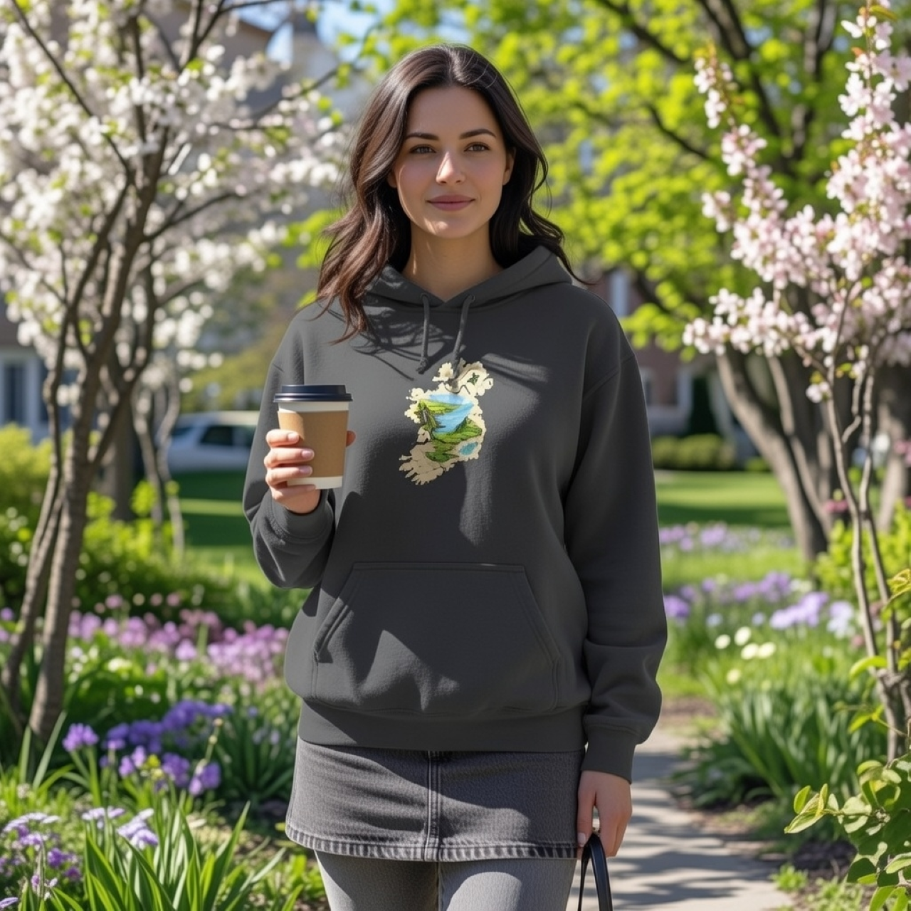 Irish Map Hoodie – Heavyweight Garment-Dyed Pullover with Scenic Watercolor Artwork product thumbnail image