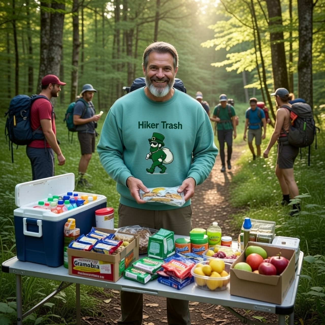 Hiker Trash Sweatshirt – Medium-Weight Garment-Dyed Pullover with Trail Humor Embroidery product thumbnail image