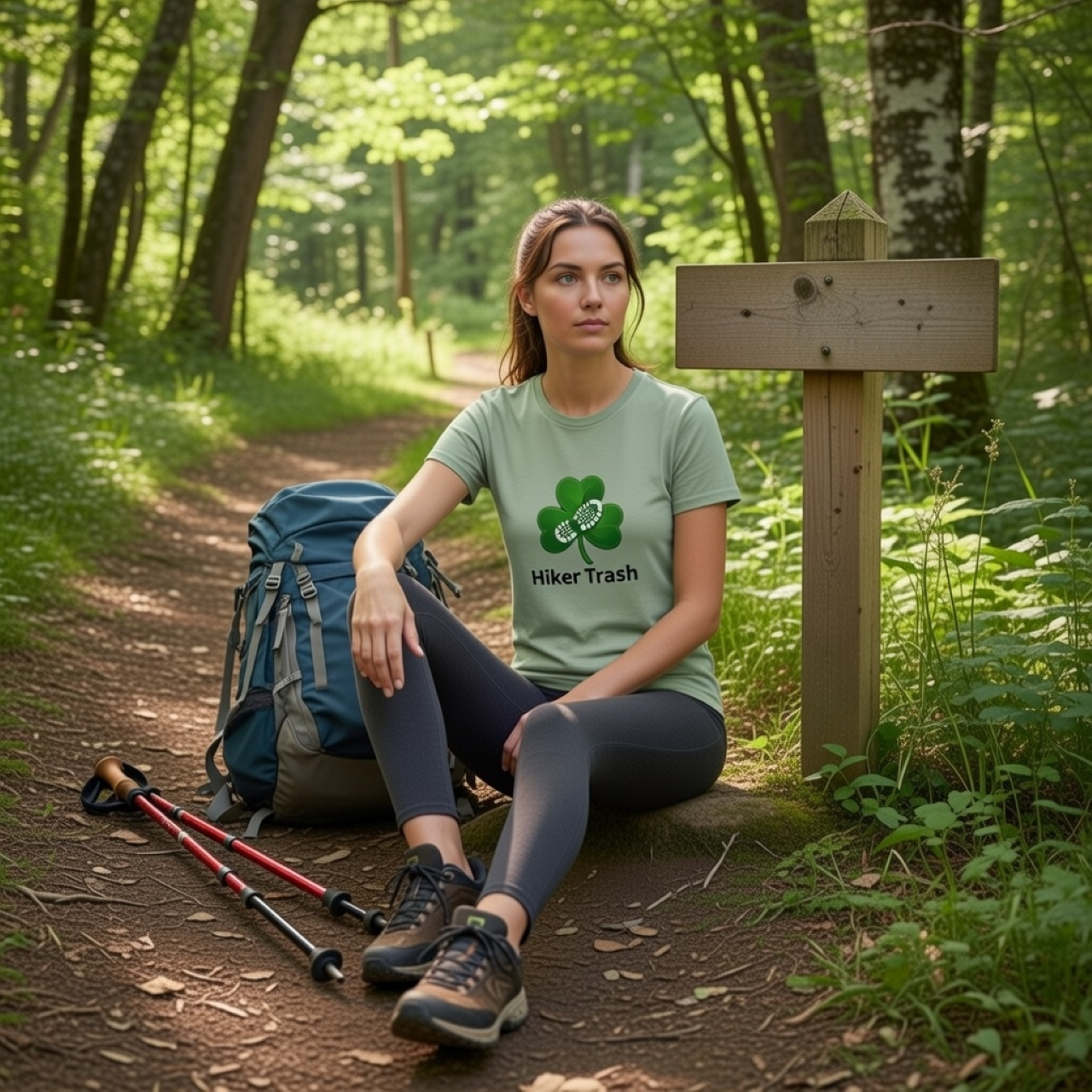 Hiker Trash Tee – Garment-Dyed Clover Graphic T-Shirt for Hiking & Outdoor Lifestyle product thumbnail image Hiker Trash Tee – Garment-Dyed Clover Graphic T-Shirt for Hiking & Outdoor Lifestyle product thumbnail image