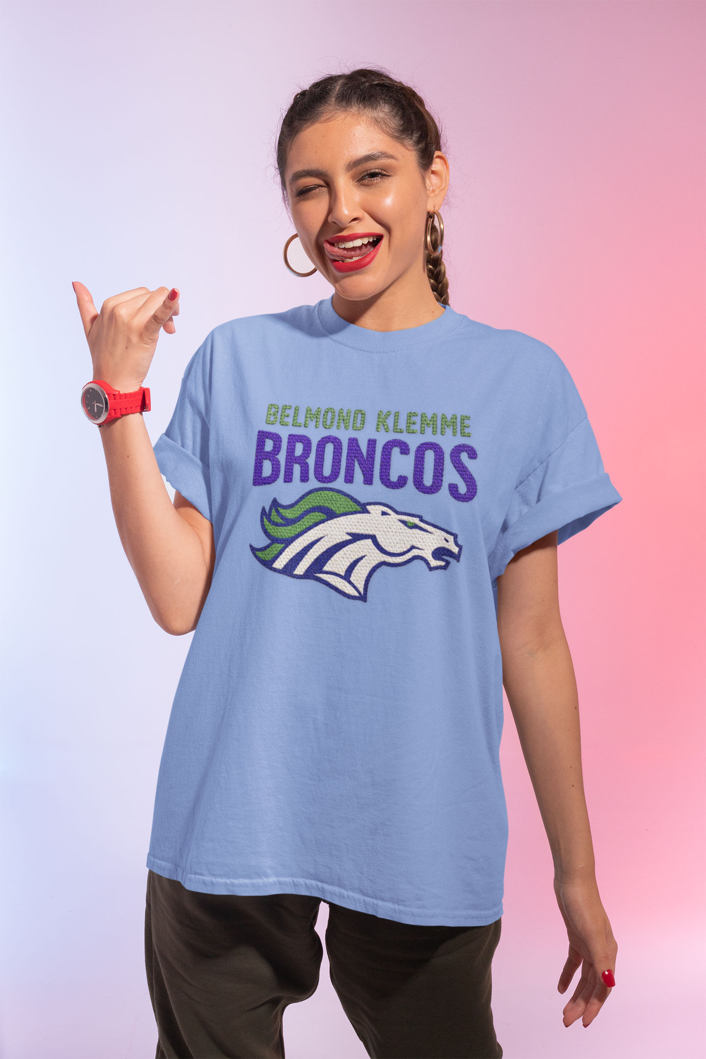 School Spirit Collection - BK Broncos T-Shirt "popular knitted look design" product thumbnail image School Spirit Collection - BK Broncos T-Shirt "popular knitted look design" product thumbnail image