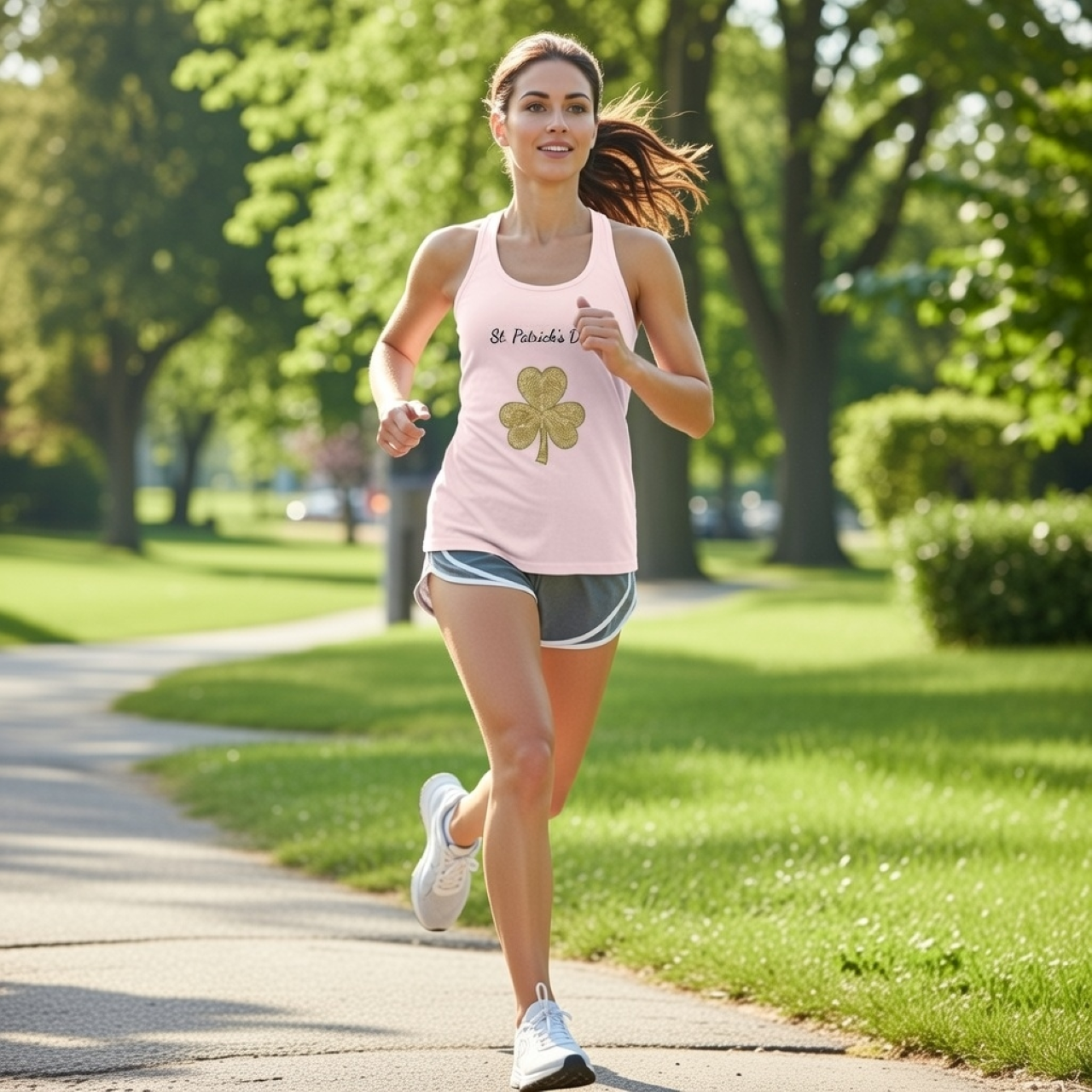 Gold Clover Tank – Flowy Racerback Shamrock Top for St. Patrick’s Day &amp; Everyday Wear product thumbnail image