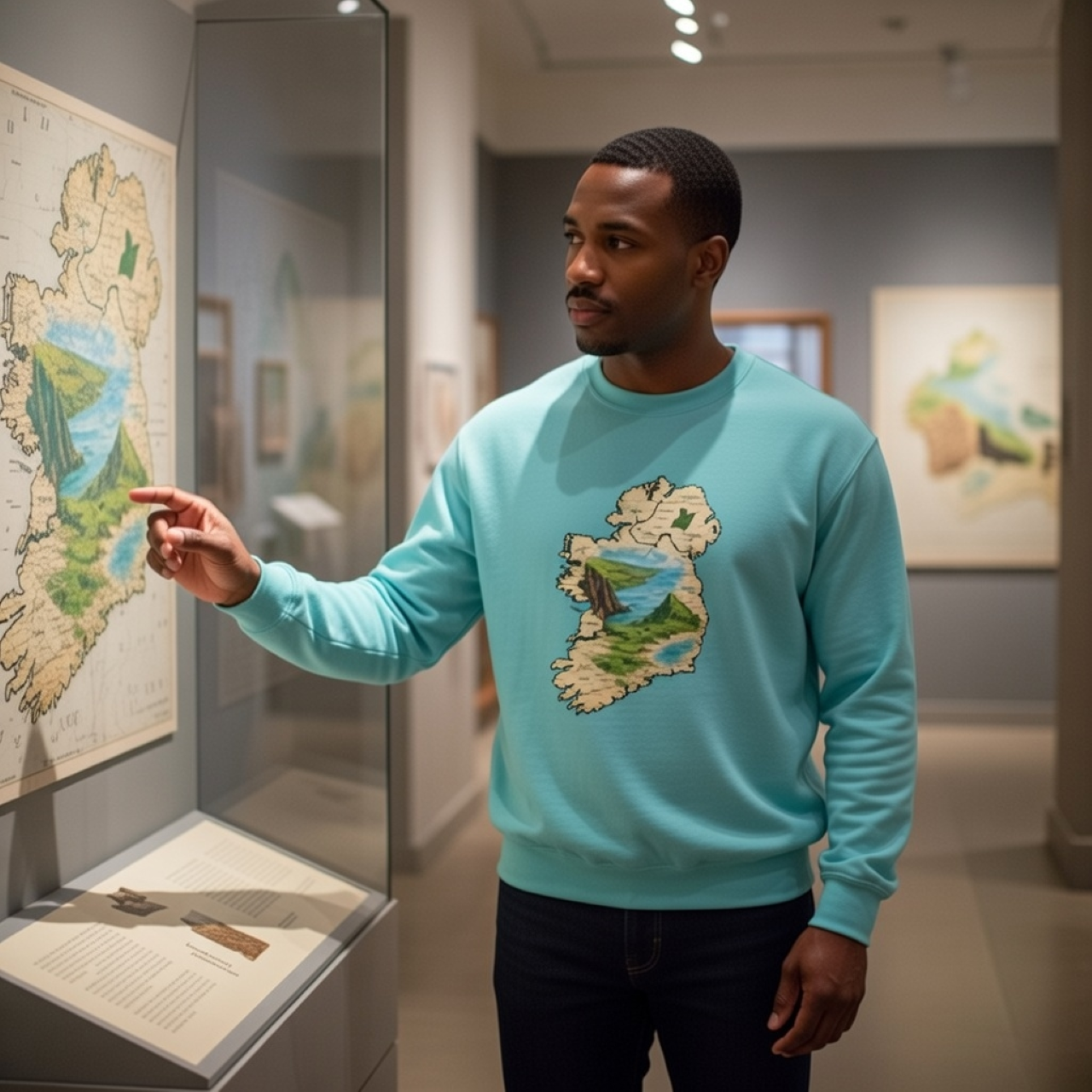 Ireland Map Sweatshirt – Medium-Weight Garment-Dyed Crewneck with Scenic Map Artwork product thumbnail image