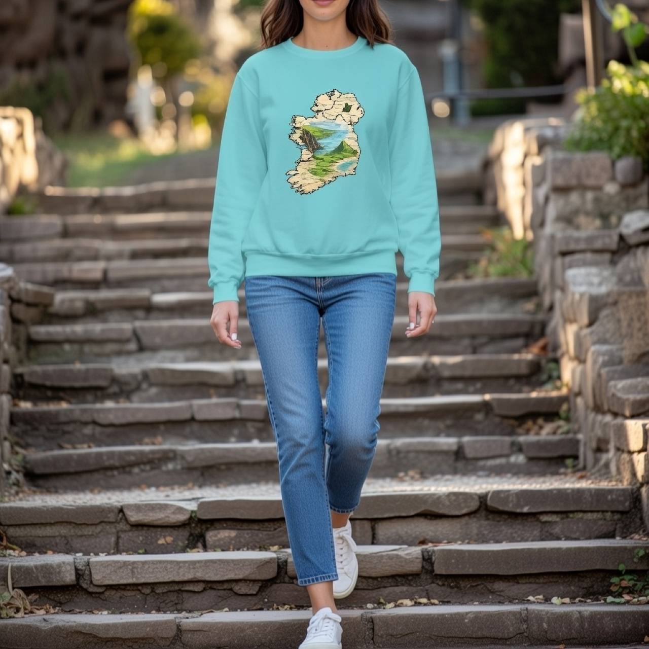Ireland Map Sweatshirt – Medium-Weight Garment-Dyed Crewneck with Scenic Map Artwork product thumbnail image