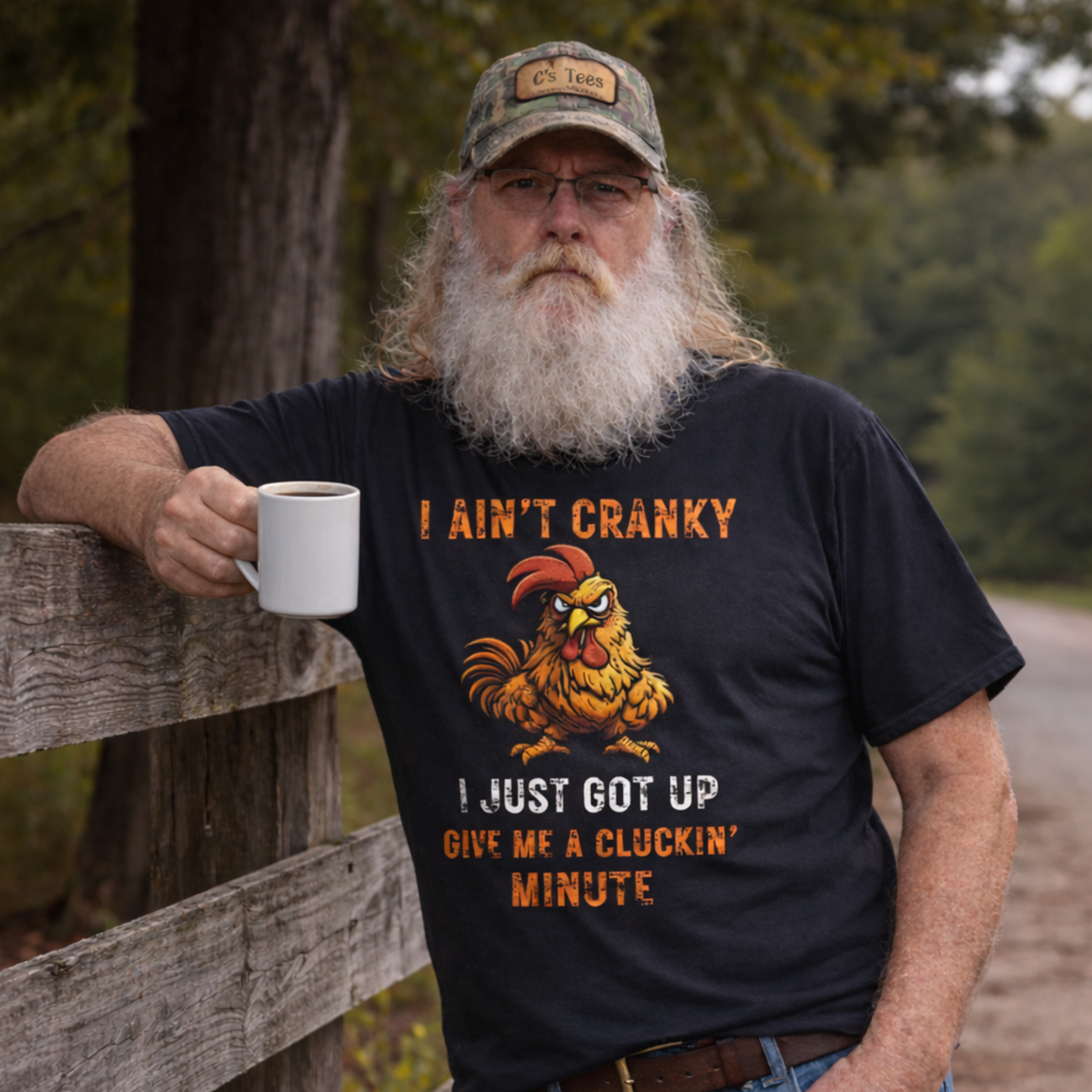 I Ain’t Cranky I Just Got Up Funny Chicken T-Shirt | Give Me a Cluckin’ Minute Graphic Tee 2.0 product thumbnail image I Ain’t Cranky I Just Got Up Funny Chicken T-Shirt | Give Me a Cluckin’ Minute Graphic Tee 2.0 product thumbnail image