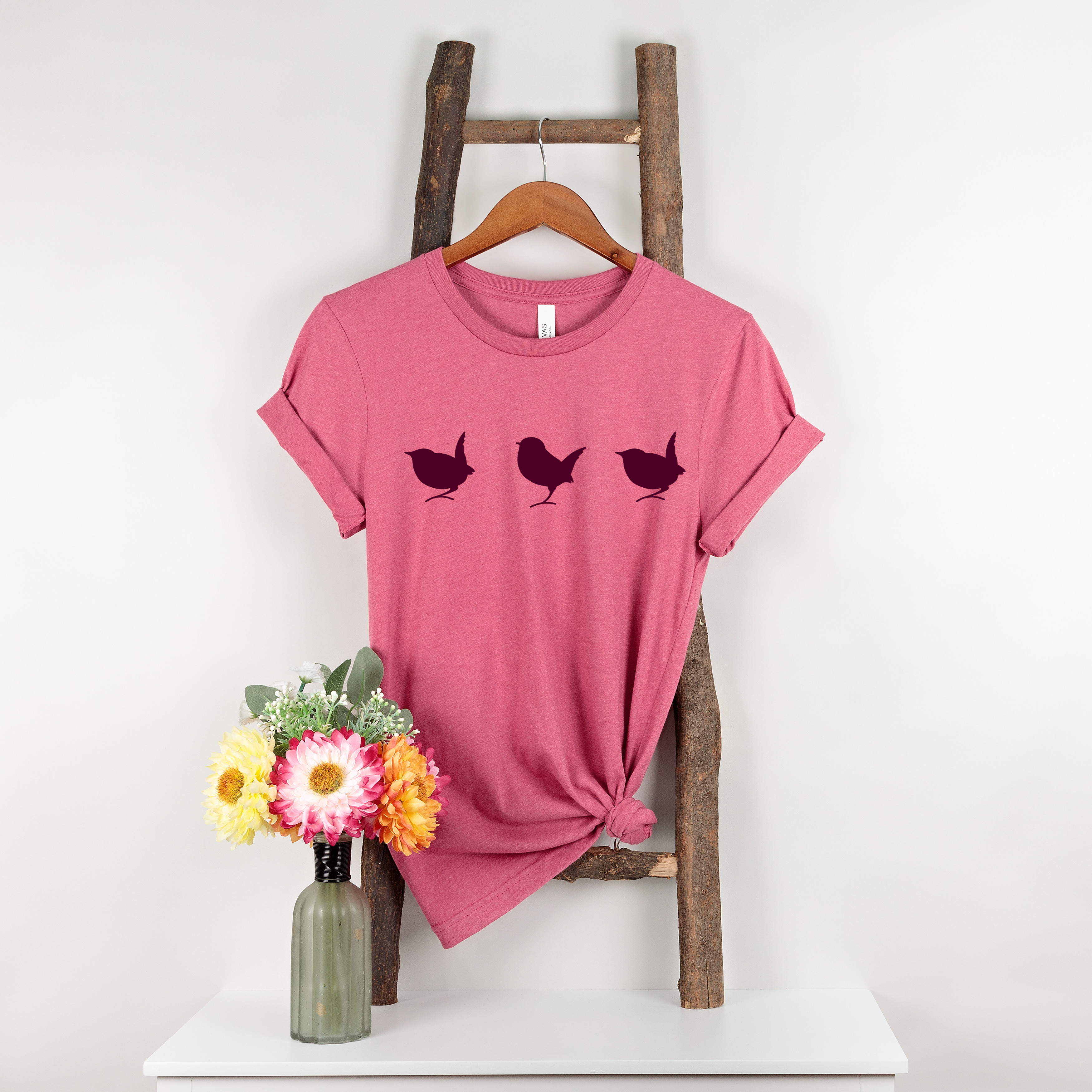 Winter Wren Silhouettes T-shirt, Bird Silhouette Tee, Bird Lover Gift, Nature Lover Shirt, Nature-Inspired Apparel product thumbnail image