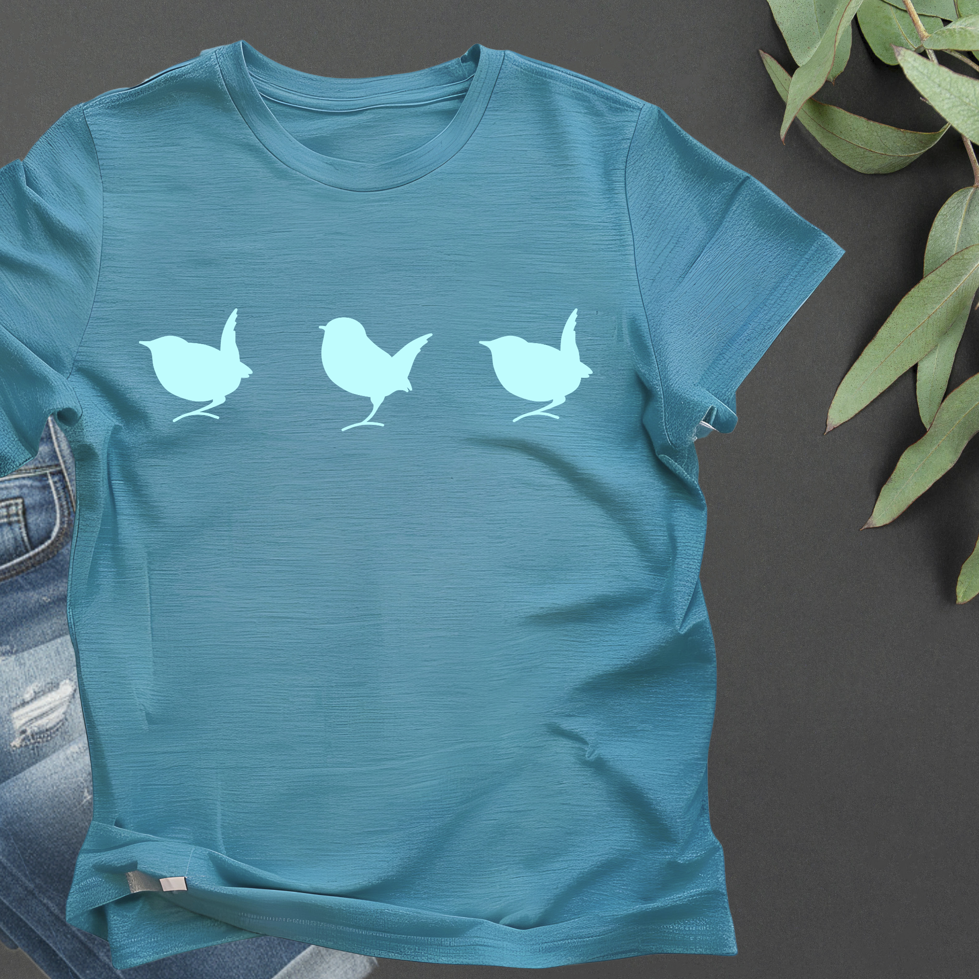 Winter Wren Silhouettes T-shirt, Bird Silhouette Tee, Bird Lover Gift, Nature Lover Shirt, Nature-Inspired Apparel