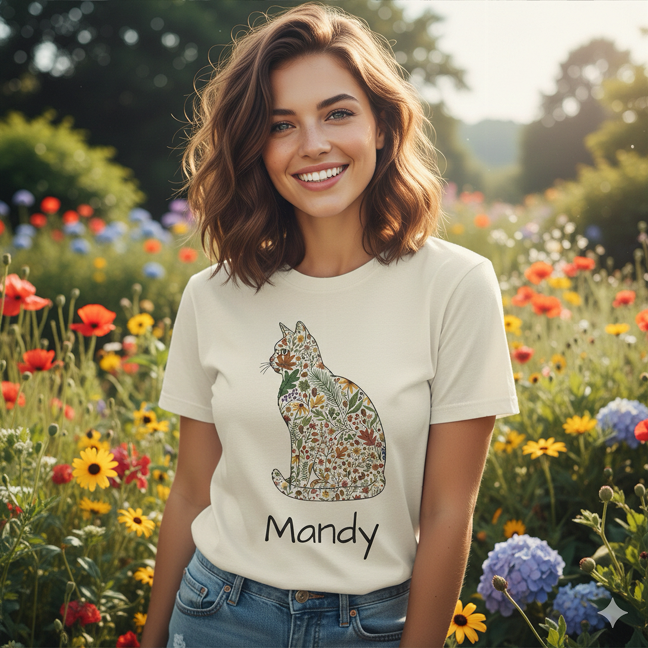 Cat Floral T-Shirt