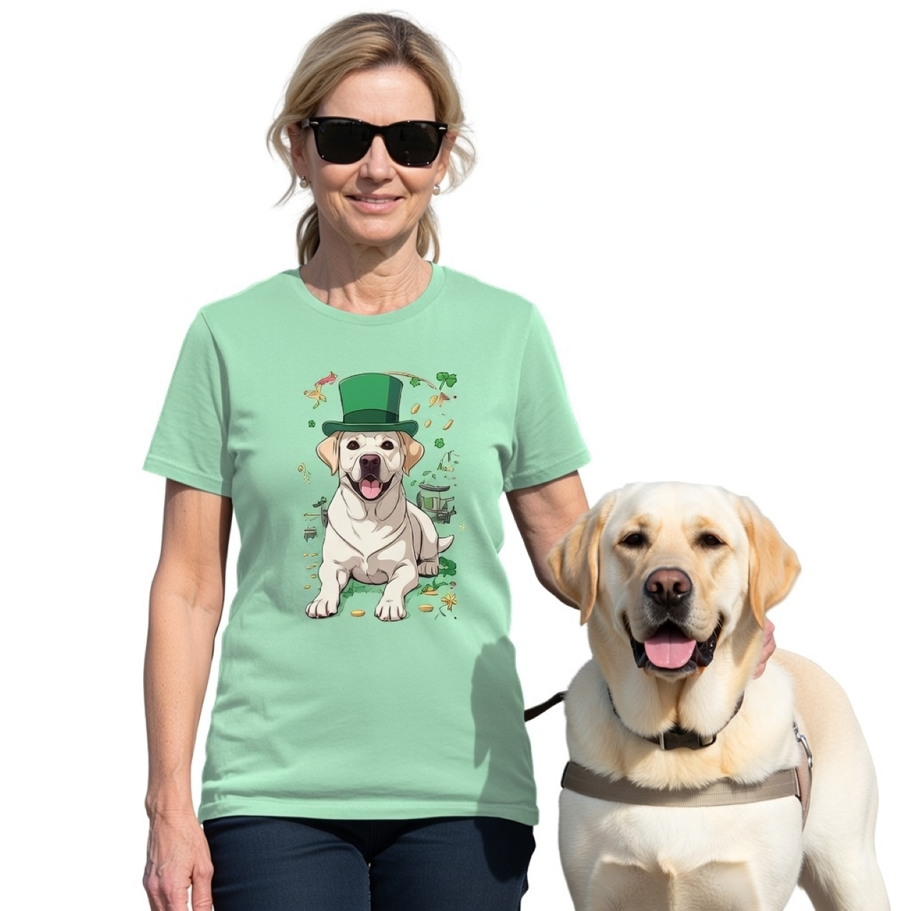 Yellow Lab St. Patrick’s Day Shirt – Funny Labrador Graphic Tee for Women