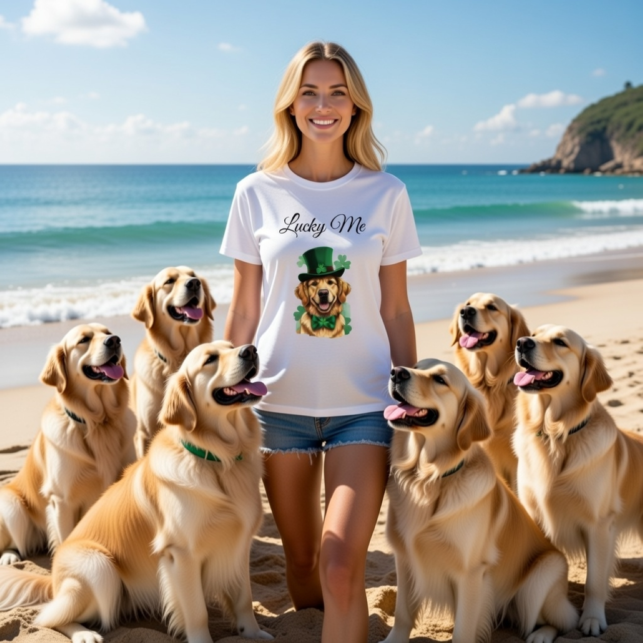 Lucky Me Golden Retriever St. Patrick’s Day Shirt – Funny Dog Graphic Heavyweight Tee